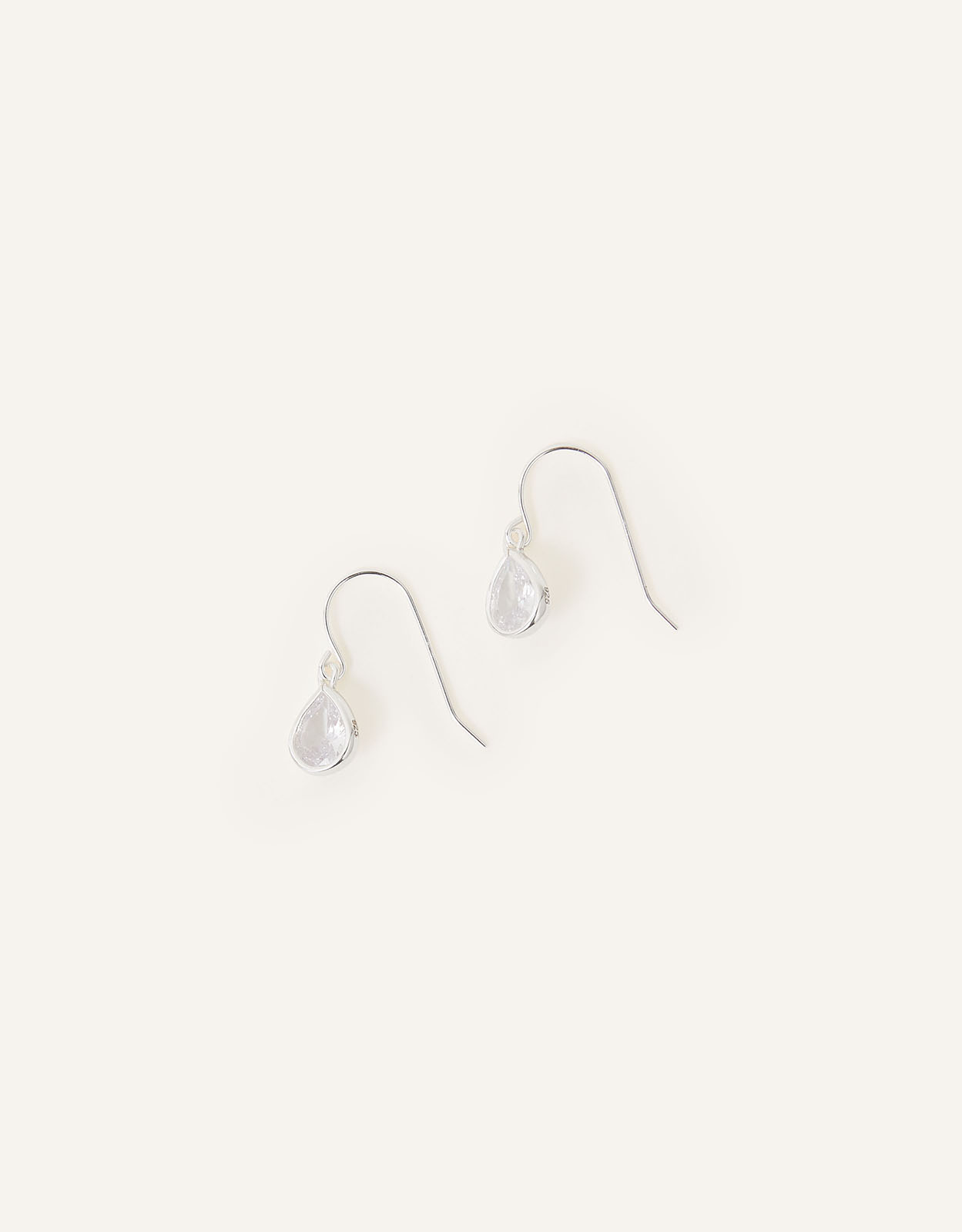 Accessorize Women's Silver Classic Sterling Crystal Drop Earrings, Size: 1cm