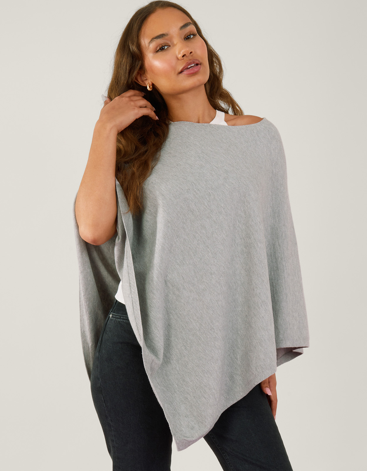 Accessorize Women's Knit Poncho Grey