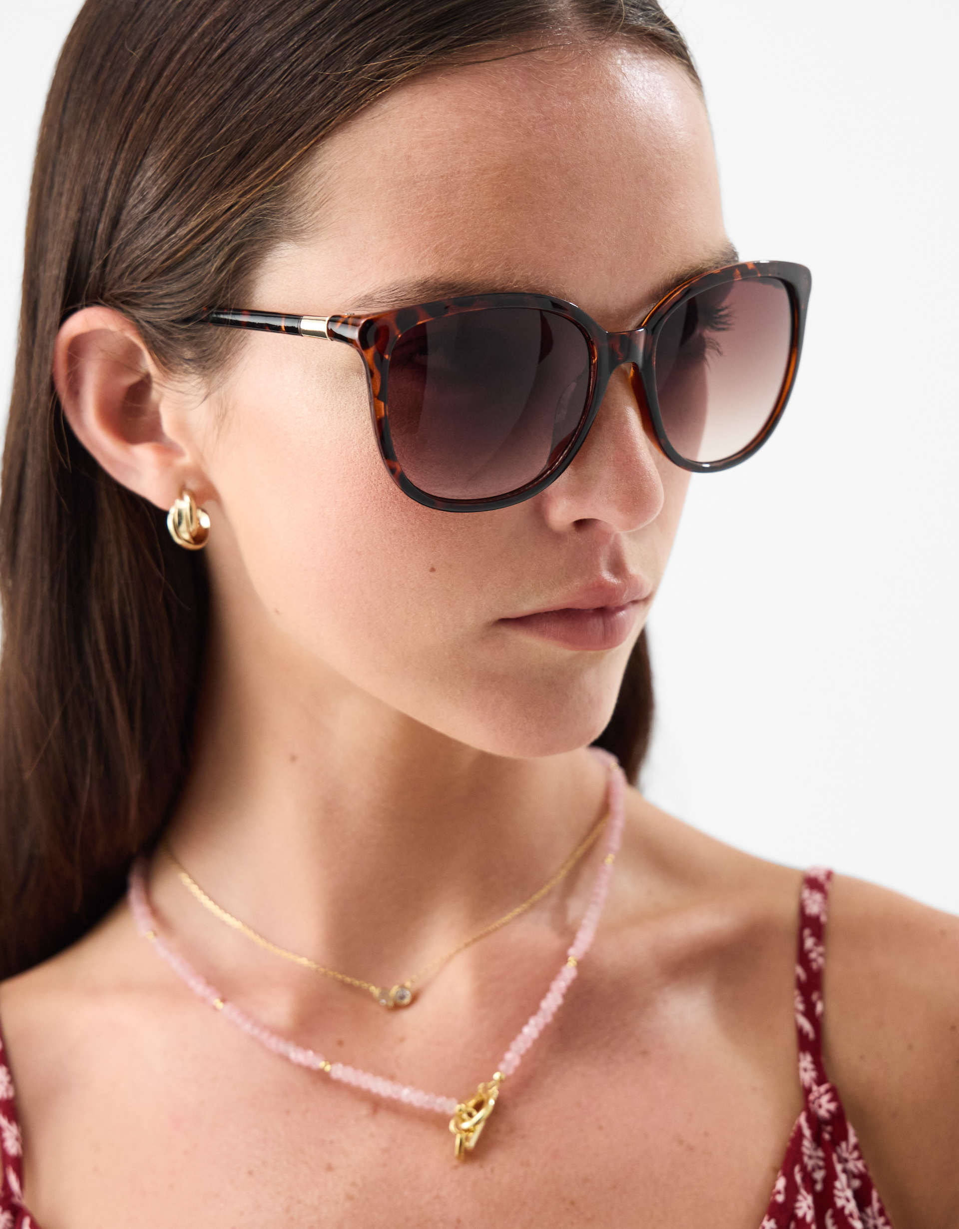 Accessorize Tort Preppy Sunglasses, Gold
