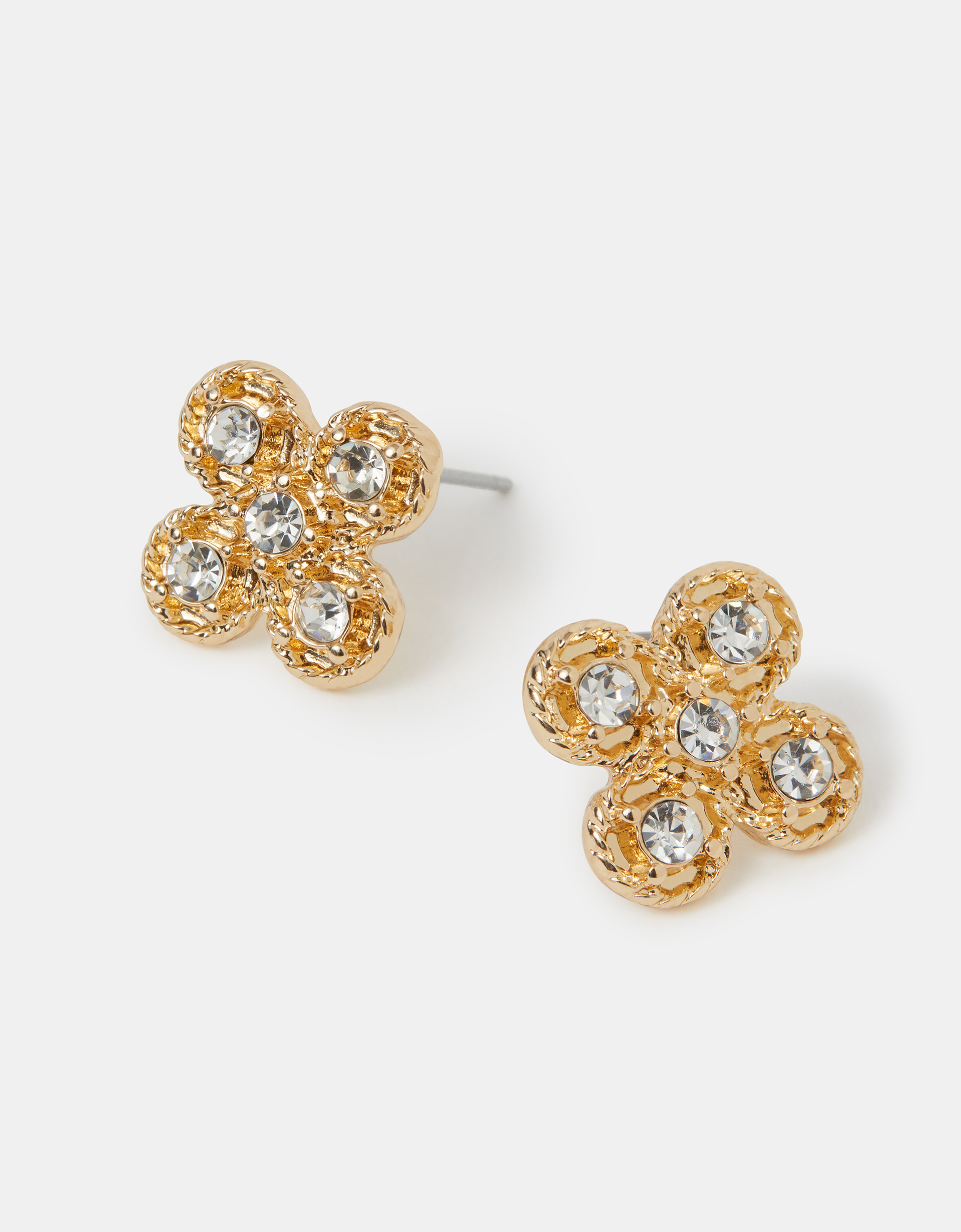 Accessorize Clover Stud Earrings, Gold