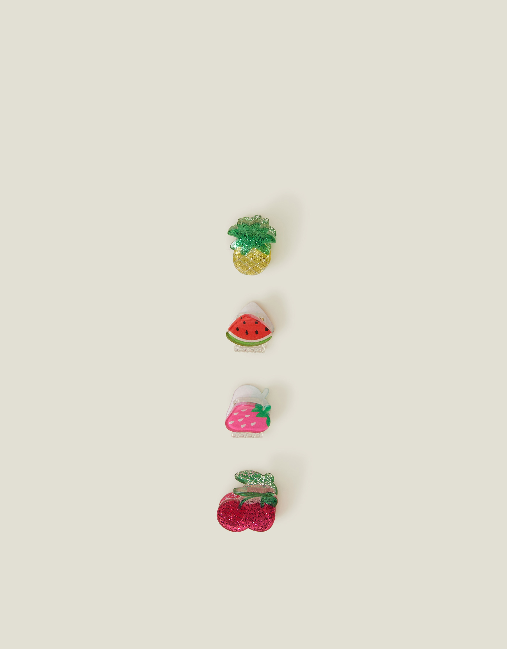 Apple 4-Pack Girls Mini Fruit Claw Clips, Kids - Accessorize