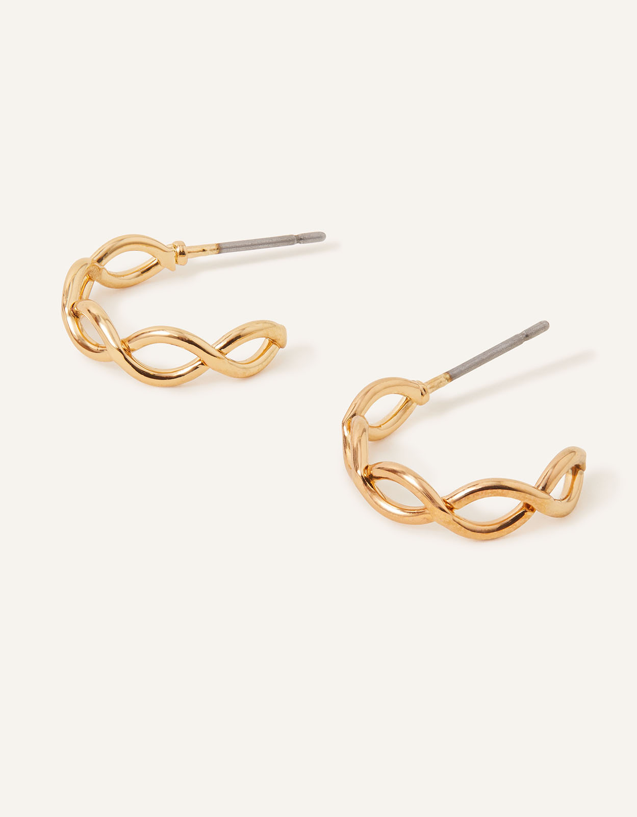 Accessorize Women's Gold Crossover Hoop Earrings, Size: One Size