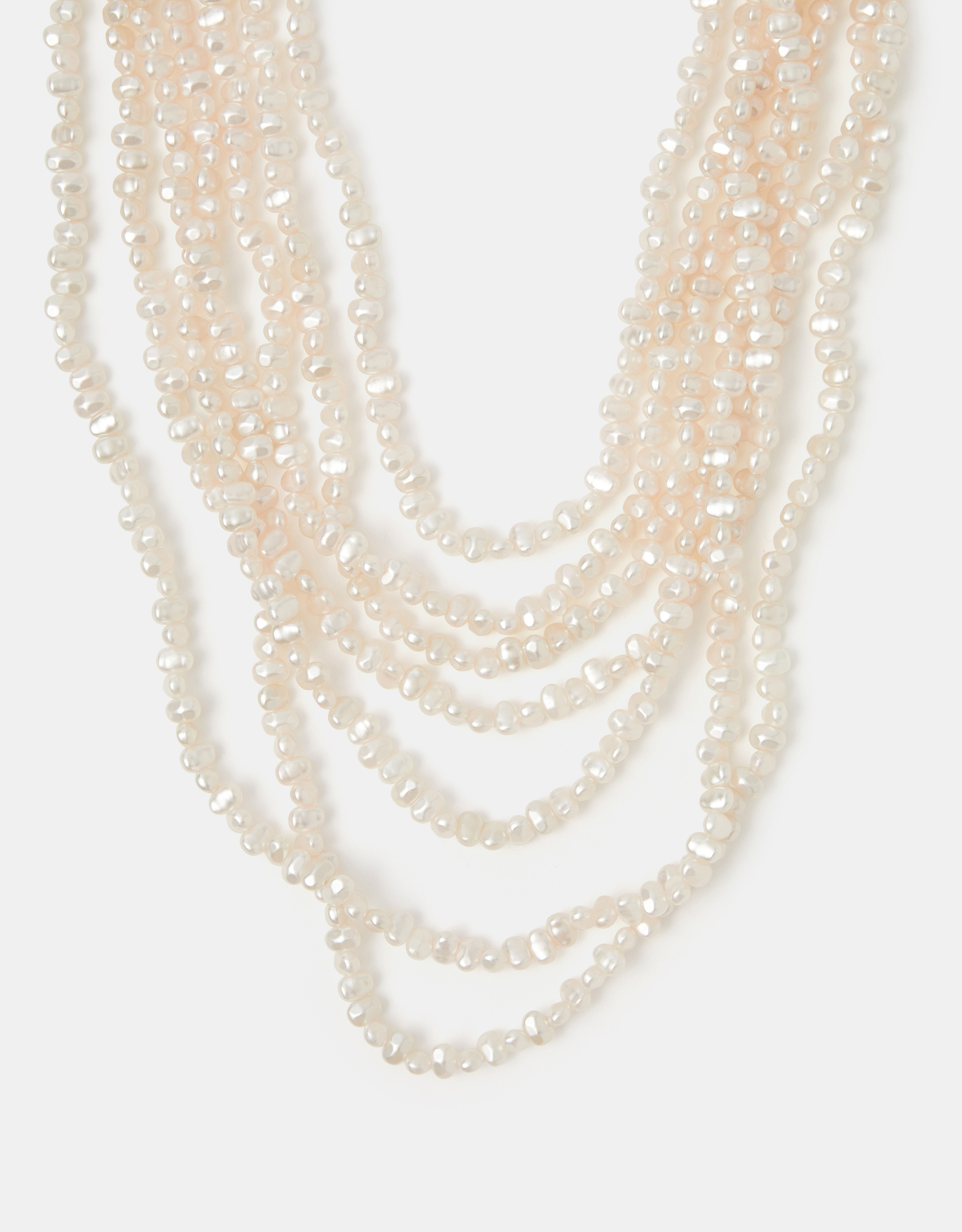 Accessorize Lace Multi Strand Layered Pearl Necklace, Red