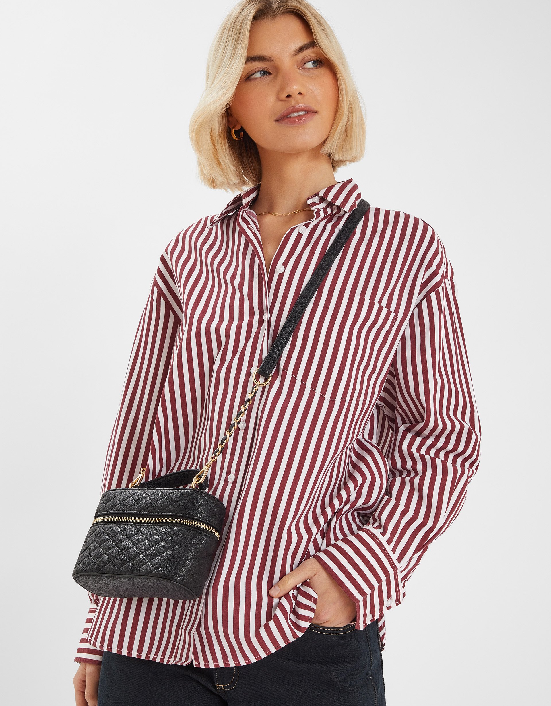 Quilted Top Handle Cross-body Bag Black - Accessorize