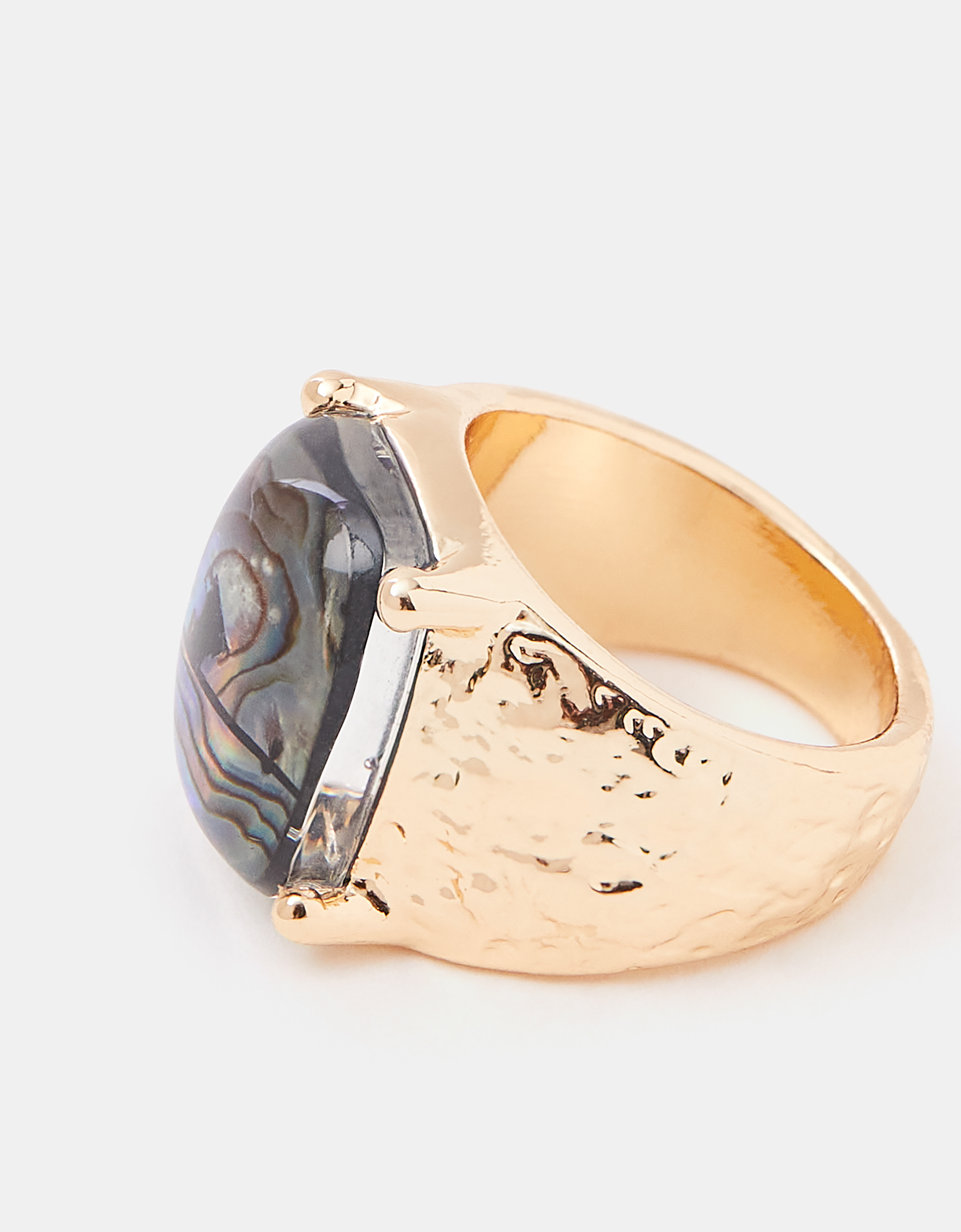 Accessorize Statement Stone Ring, Cream, Size: L