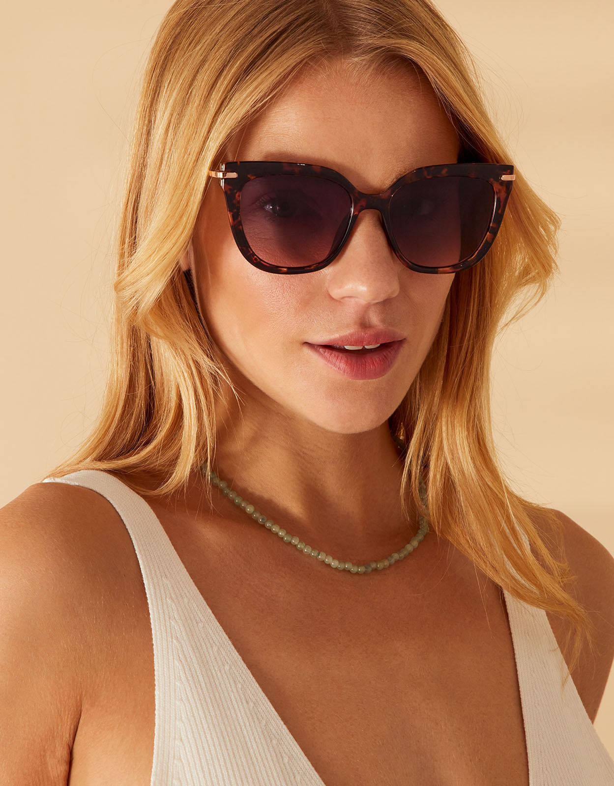 Accessorize Women's Gold Tortoiseshell Square Sunglasses, Size: L 22 cm
