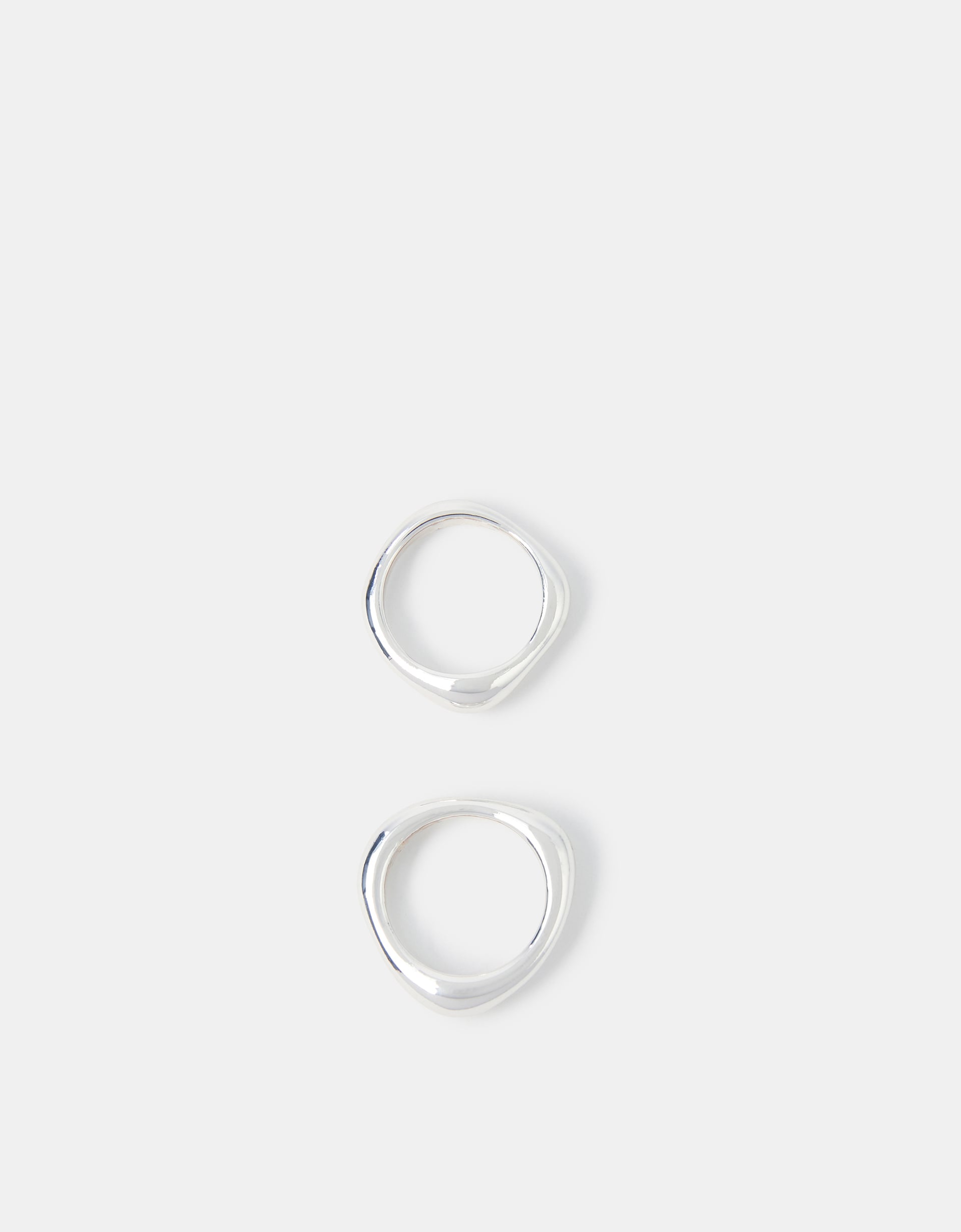 Accessorize 2-Pack Sterling -Plated Irregular Rings, Silver, Size: S