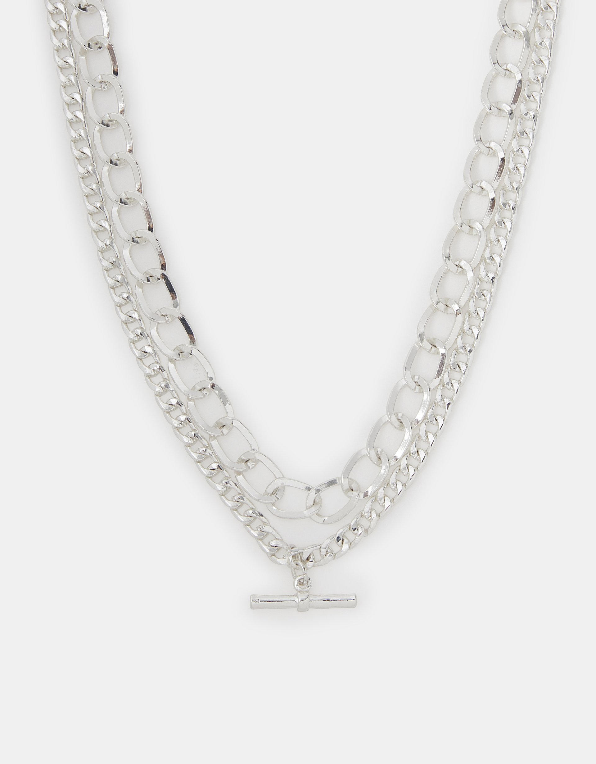 Red Layered T-bar Chain Necklace - Accessorize