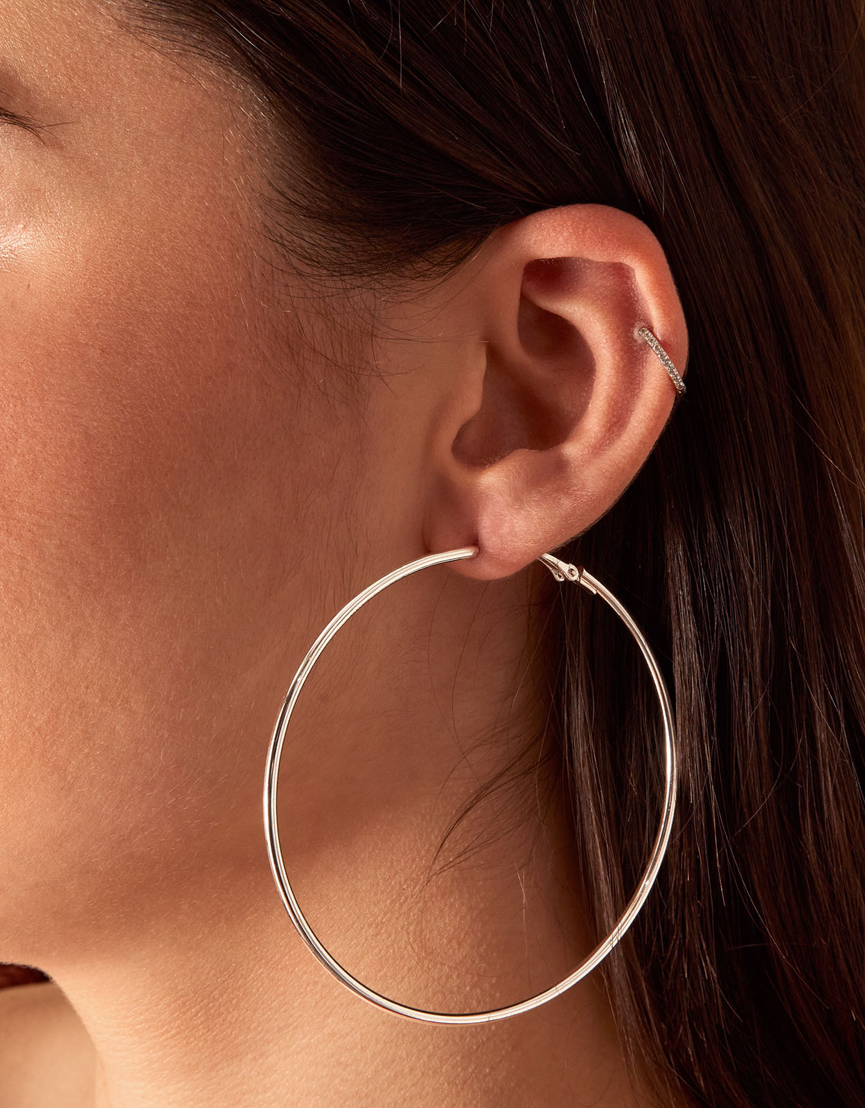 Accessorize Women's Simple Hoop Earrings Set of Three Silver, Size: L 7 cm