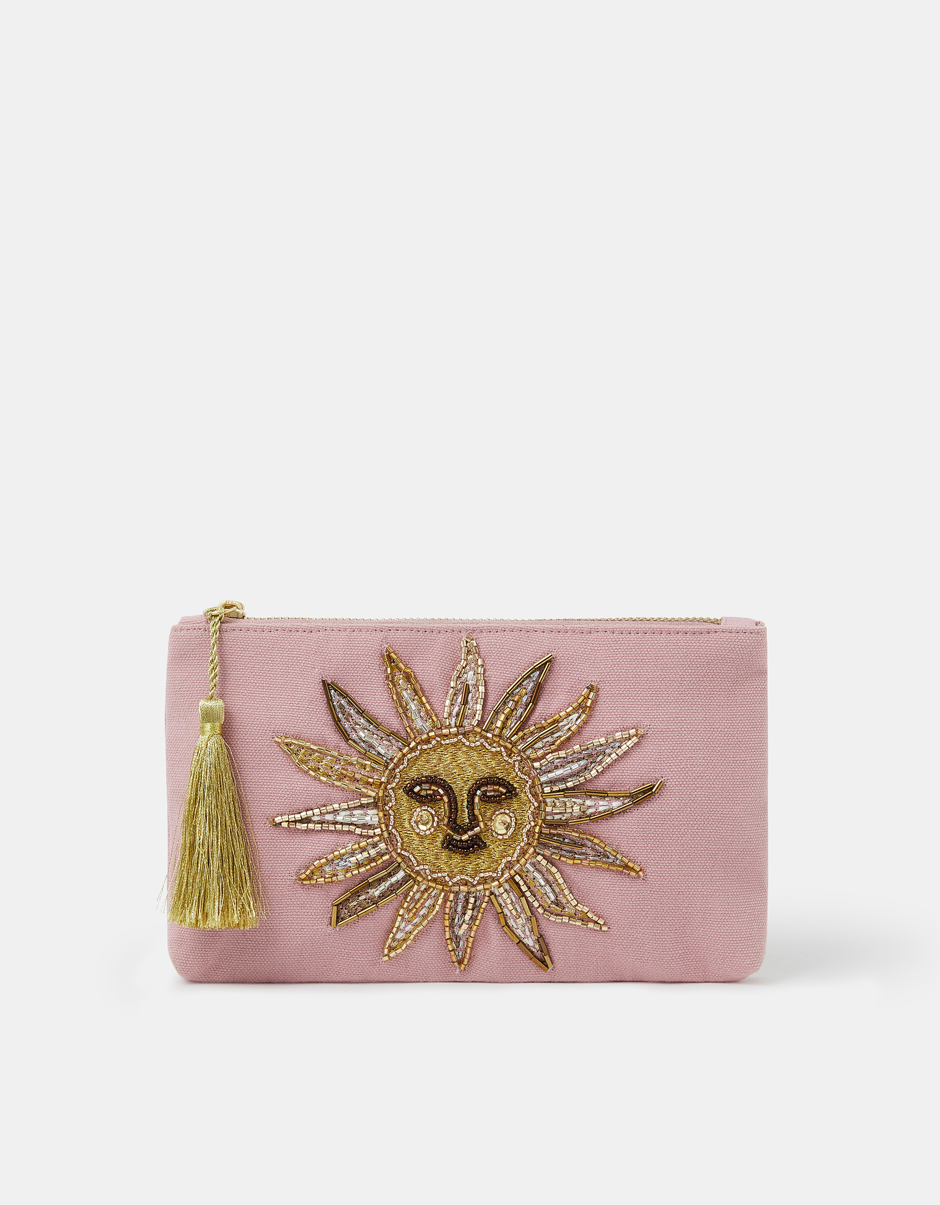 Gold Sun Embellished Zip Pouch - Accessorize