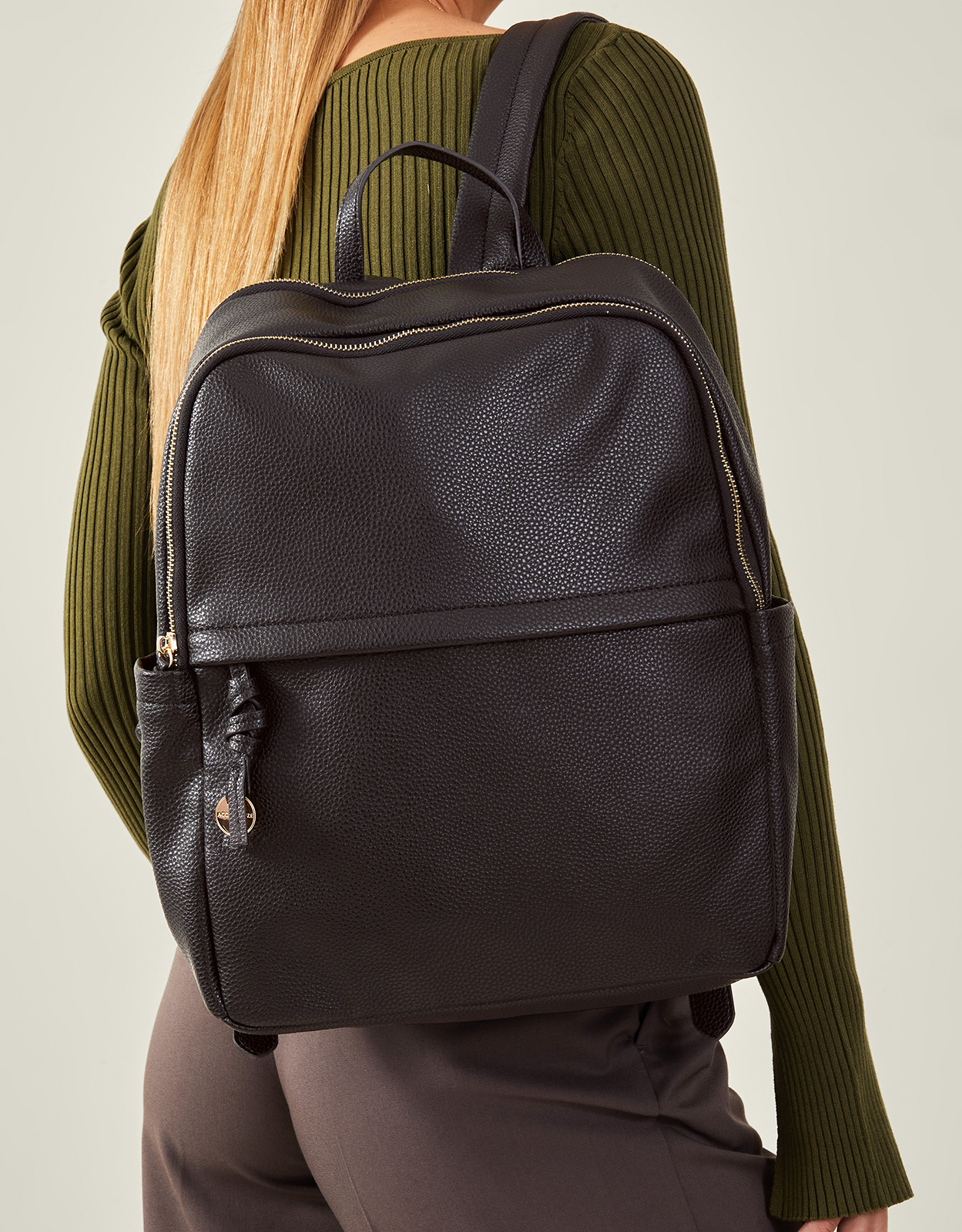 Black Smart Zip Around Backpack, Size: 29x34cm, Women's - Accessorize