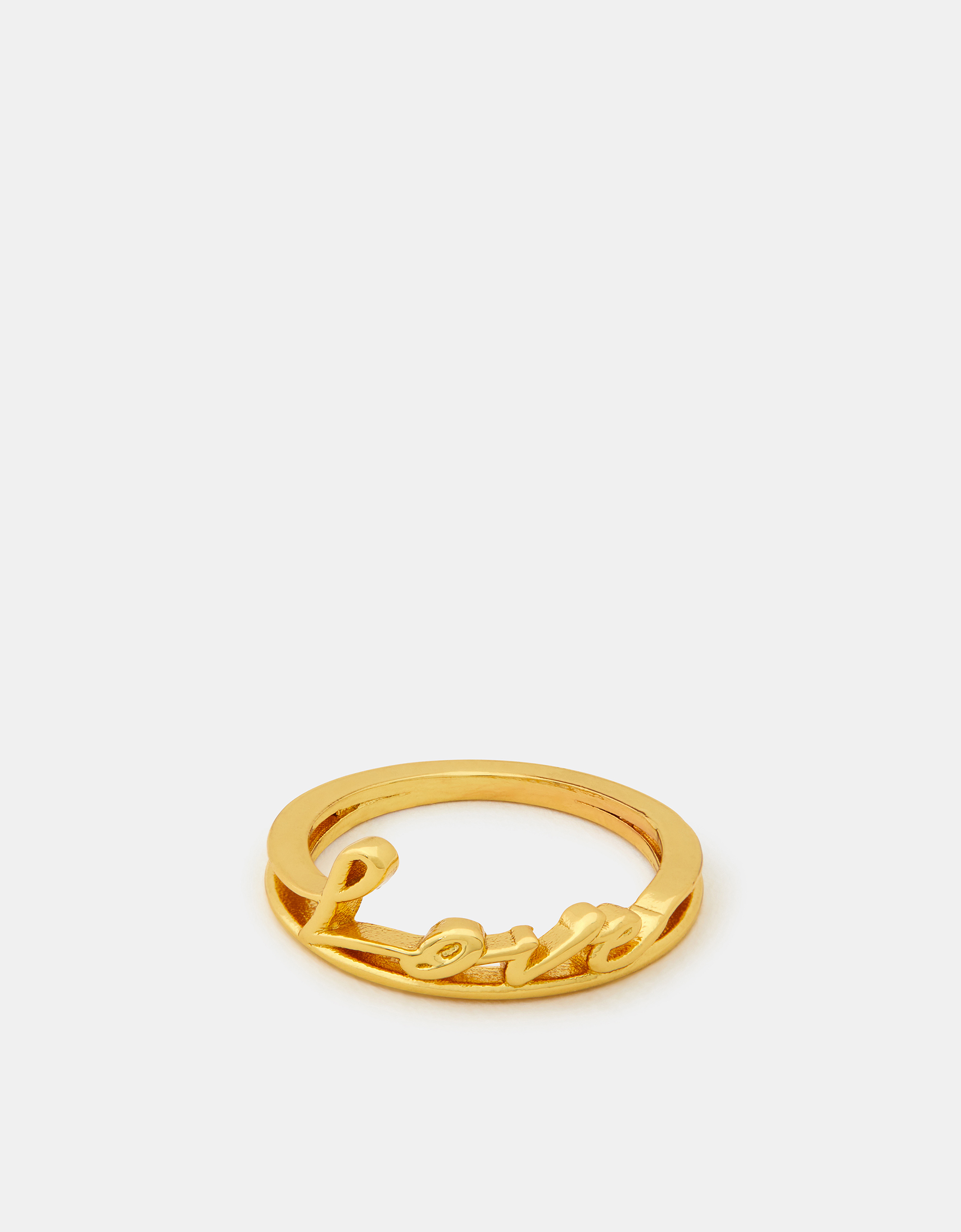 14ct Gold Love Ring Gold, Size: S - Accessorize