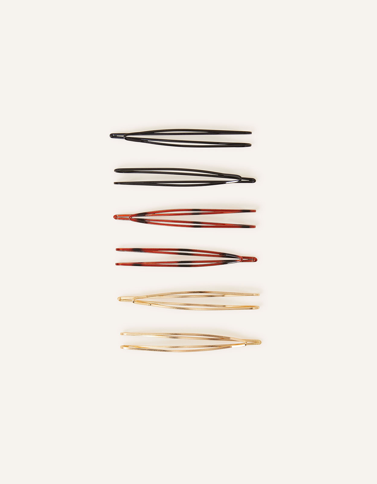 Accessorize Women's Black Zig-Zag Hair Slides 6 Pack, Size: W 7 cm