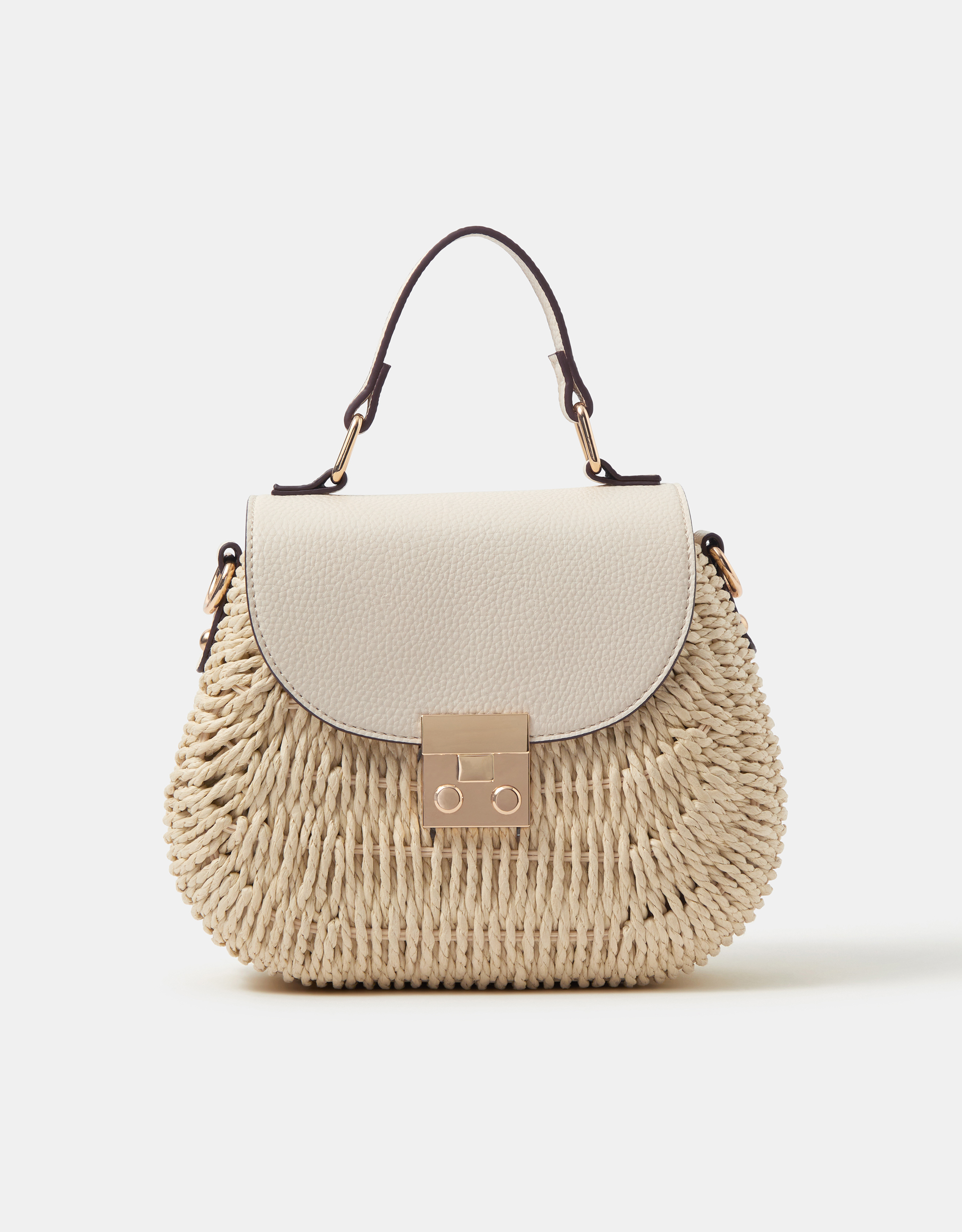 Accessorize Faux Leather Raffia Handheld Bag