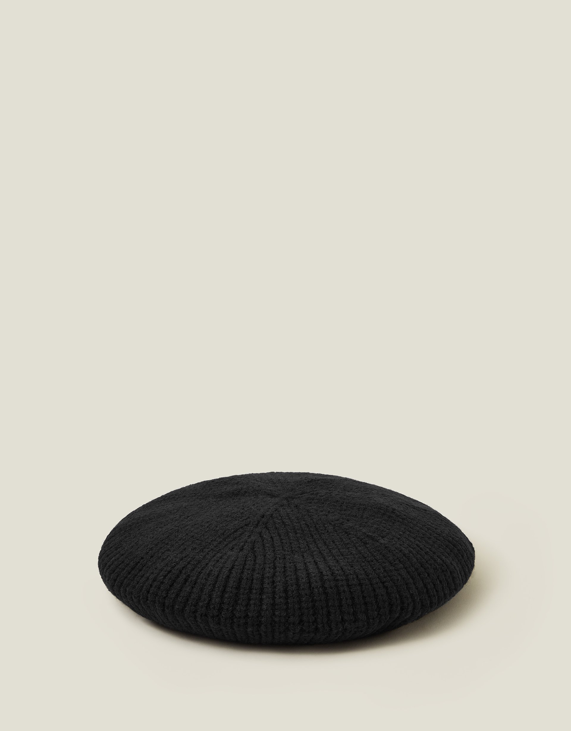 Accessorize Ribbed Knit Beret Black, Size: One Size