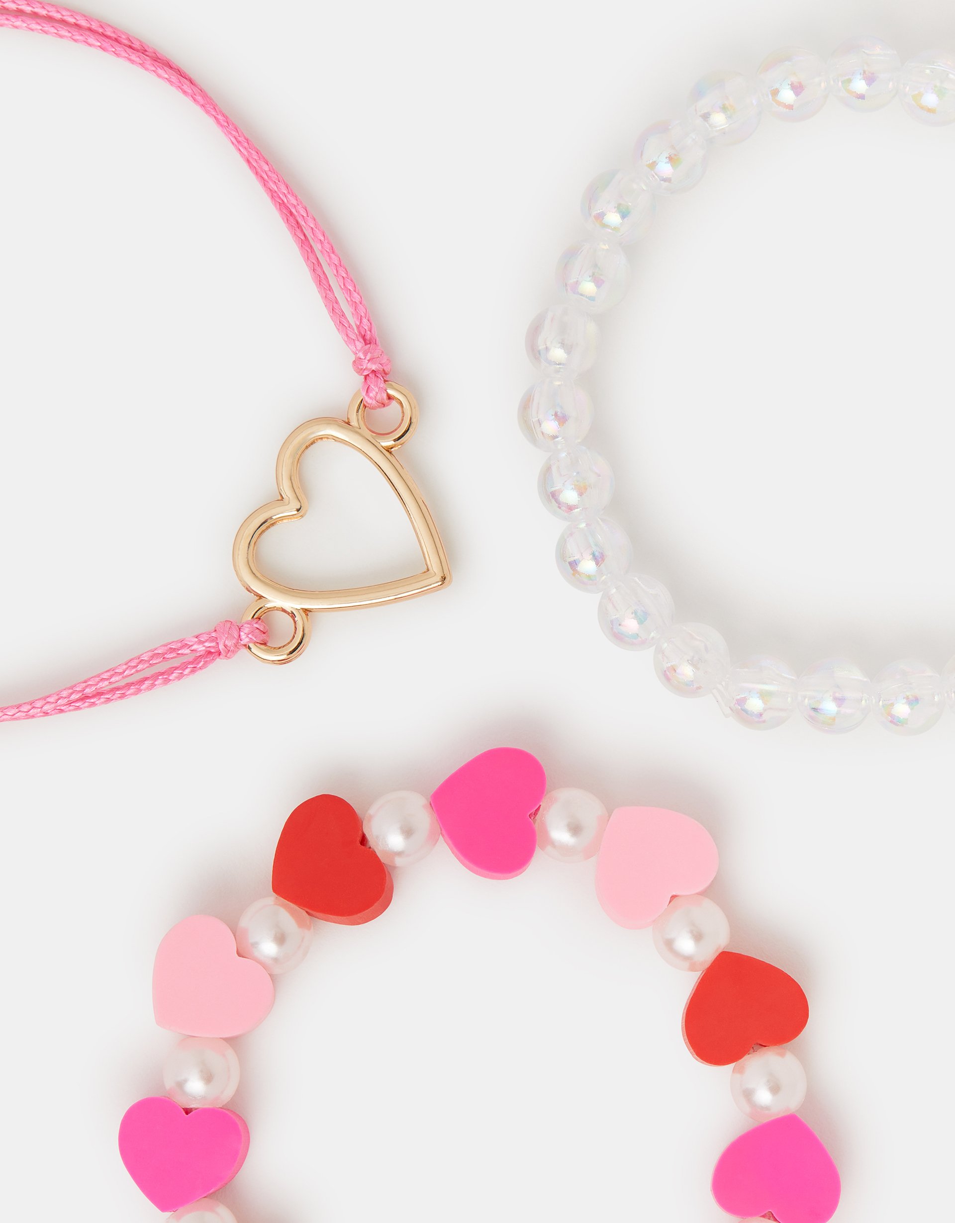 3-Pack Girls Heart Bead Bracelets - Accessorize