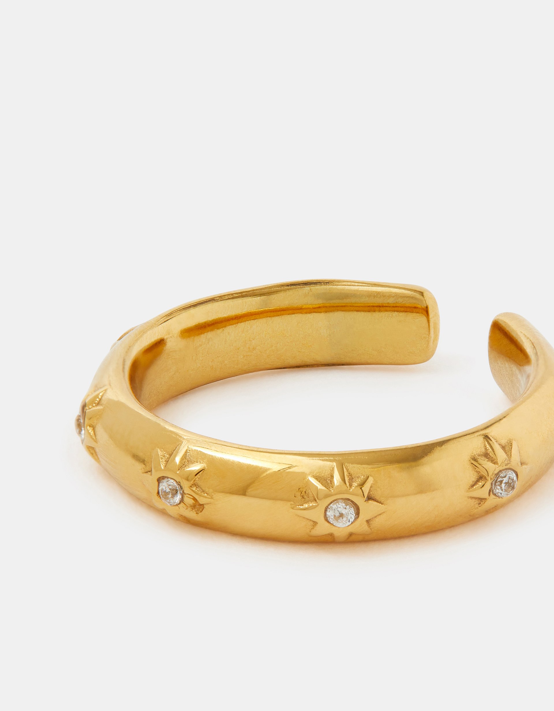 Gold Stainless Steel Star Diamanté Adjustable Ring - Accessorize