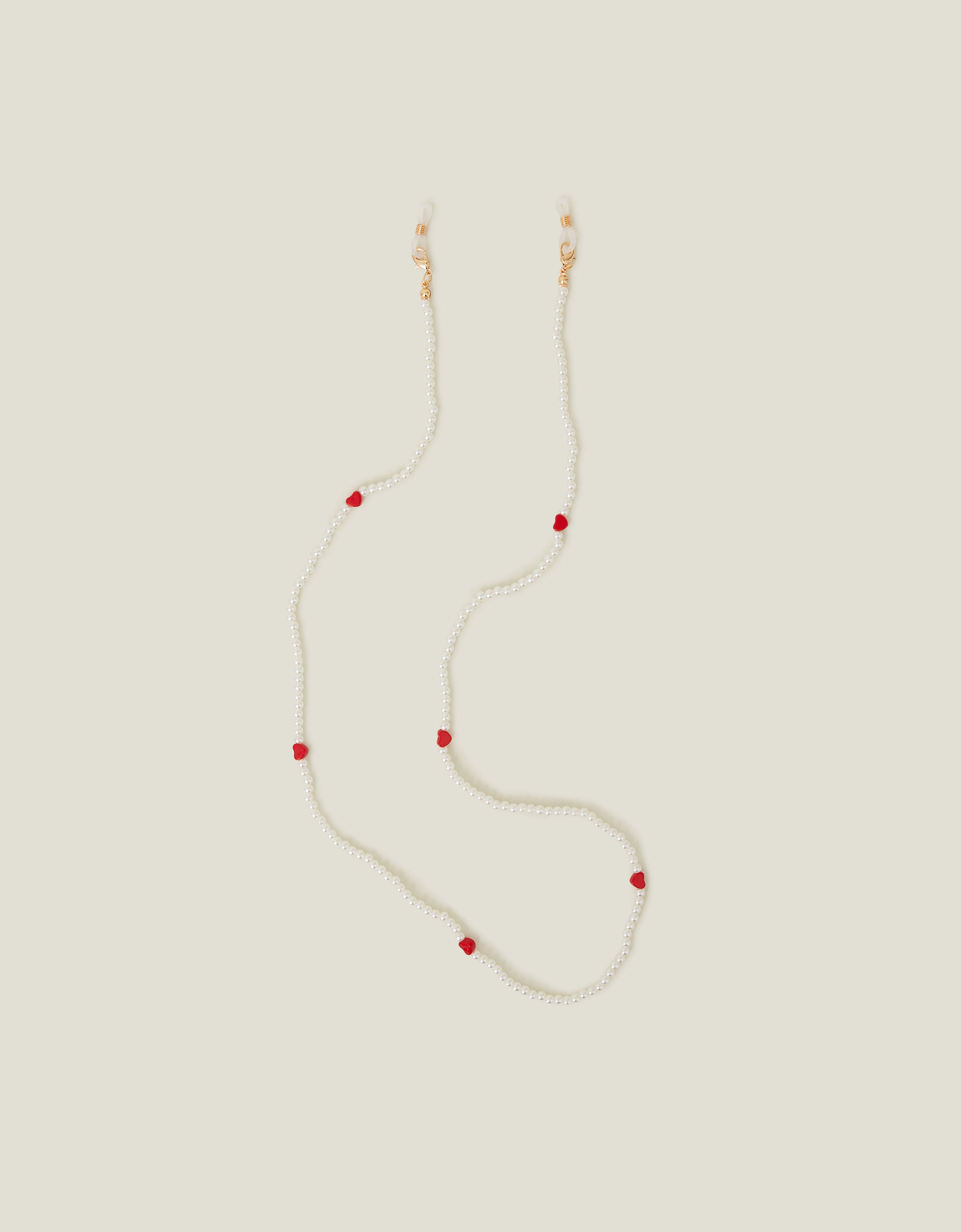 Red Heart Pearl Beaded Sunglasses Chain - Accessorize