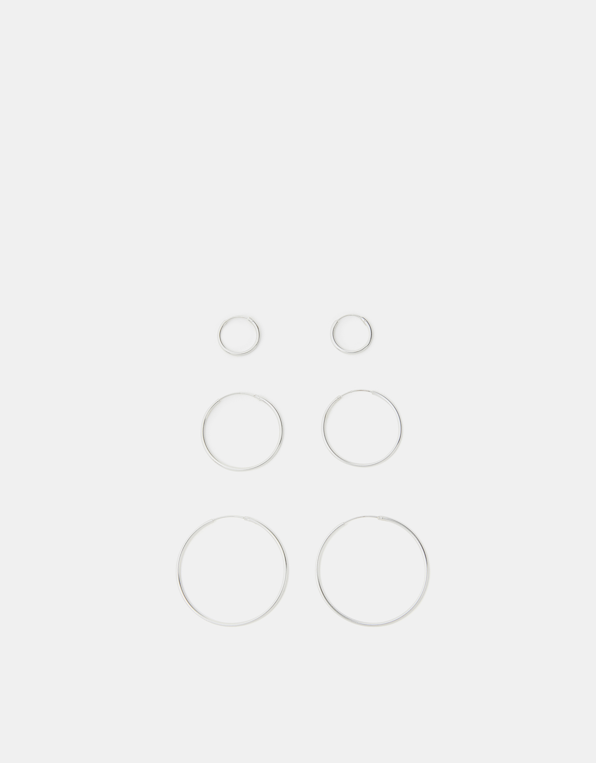 3-Pack Sterling Silver Hoop Earrings - Accessorize