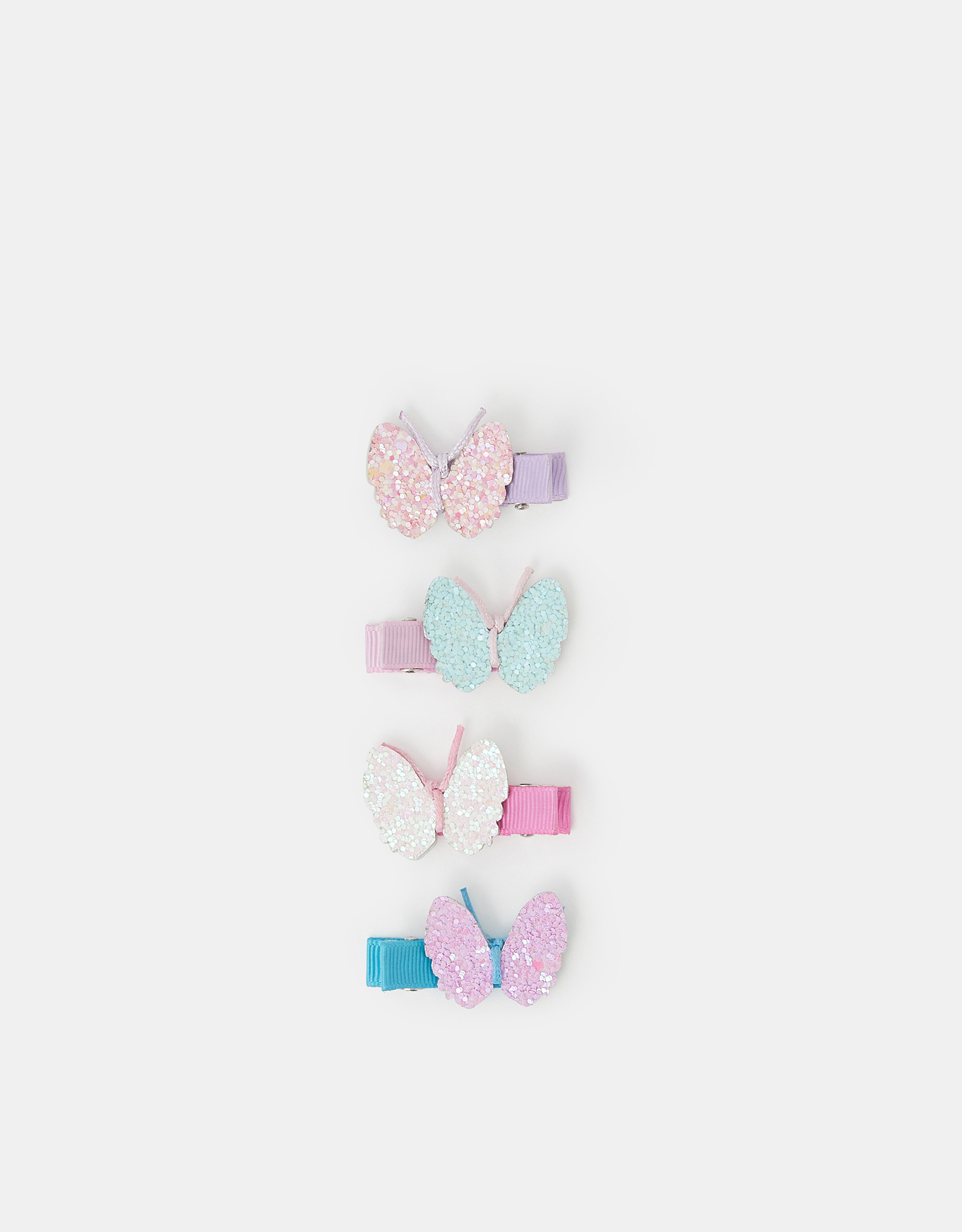 Purple 4-Pack Girls Sparkle Butterfly Hair Clips - Accessorize