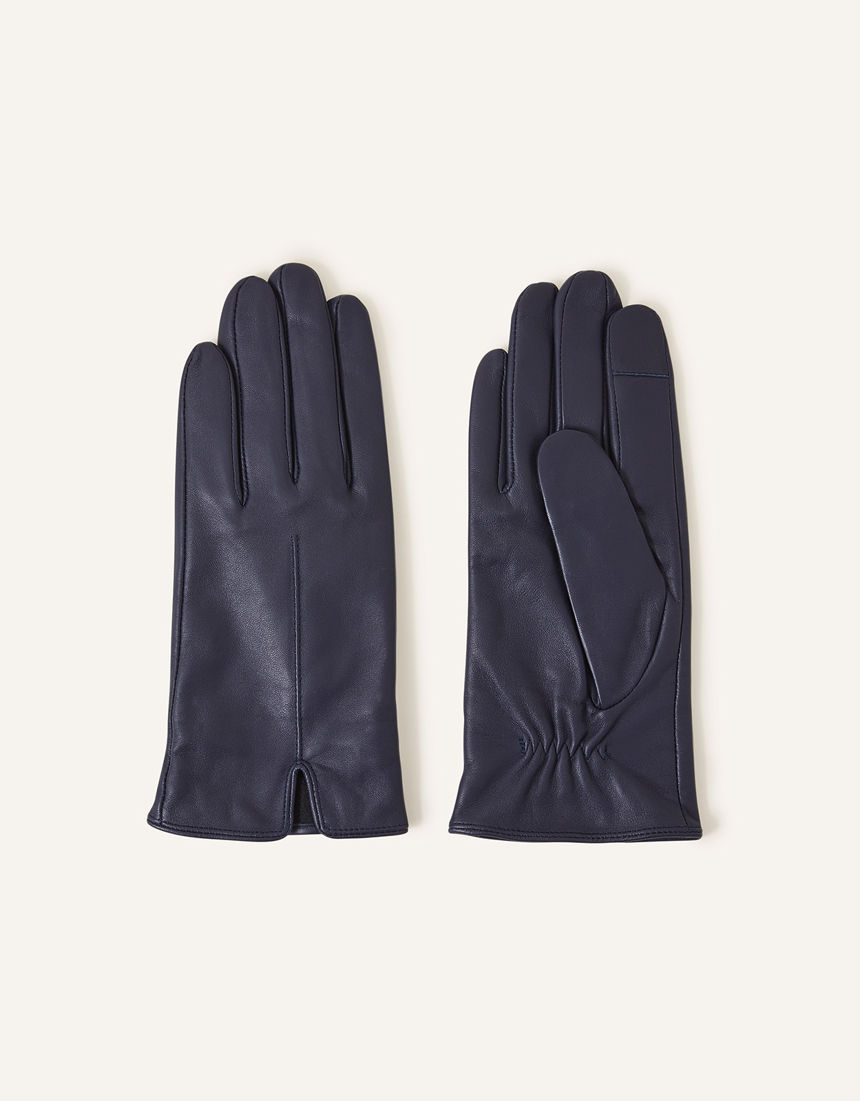 Accessorize Touchscreen Leather Gloves Blue, Size: One Size