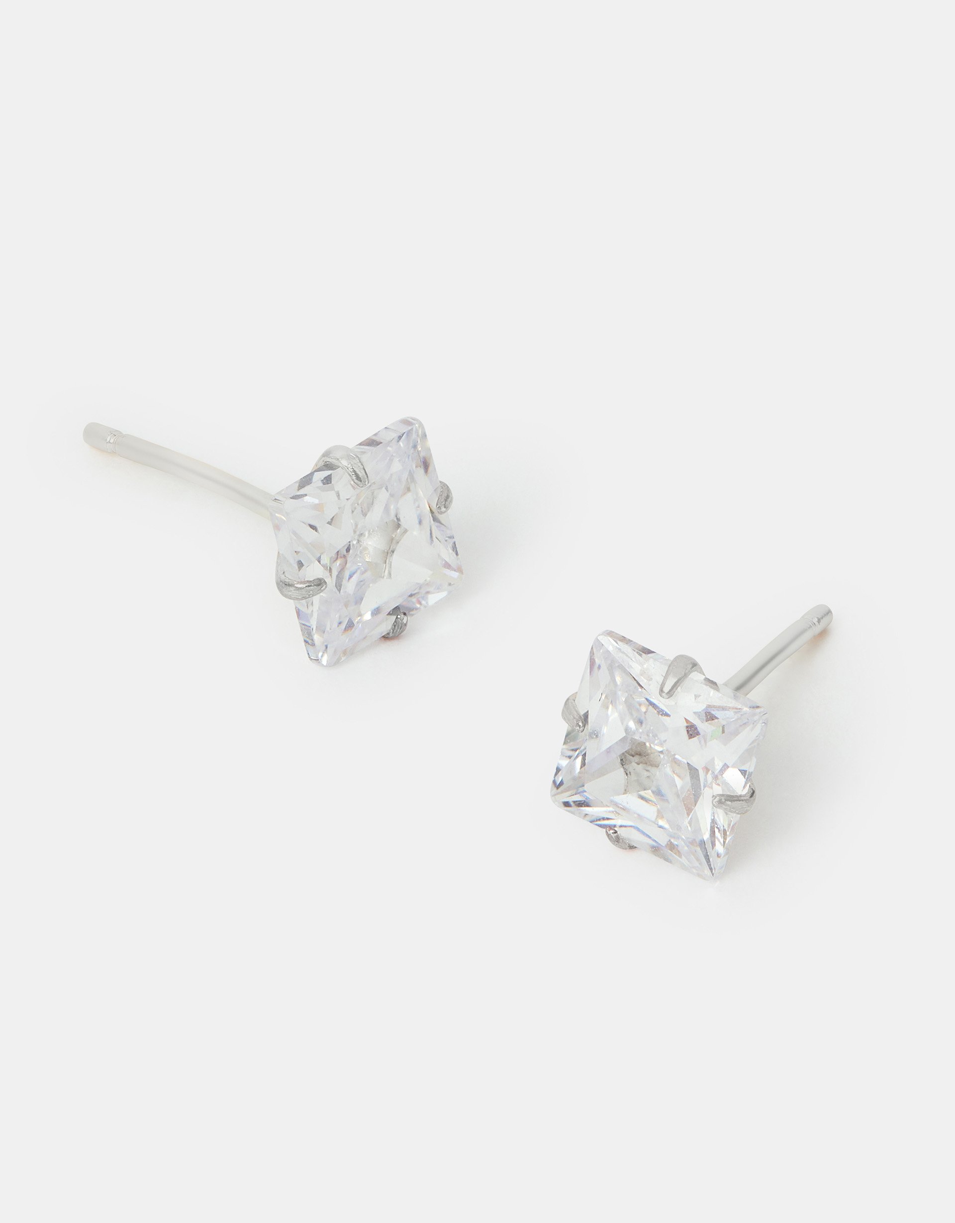 Sterling Silver Square Crystal Stud Earrings - Accessorize