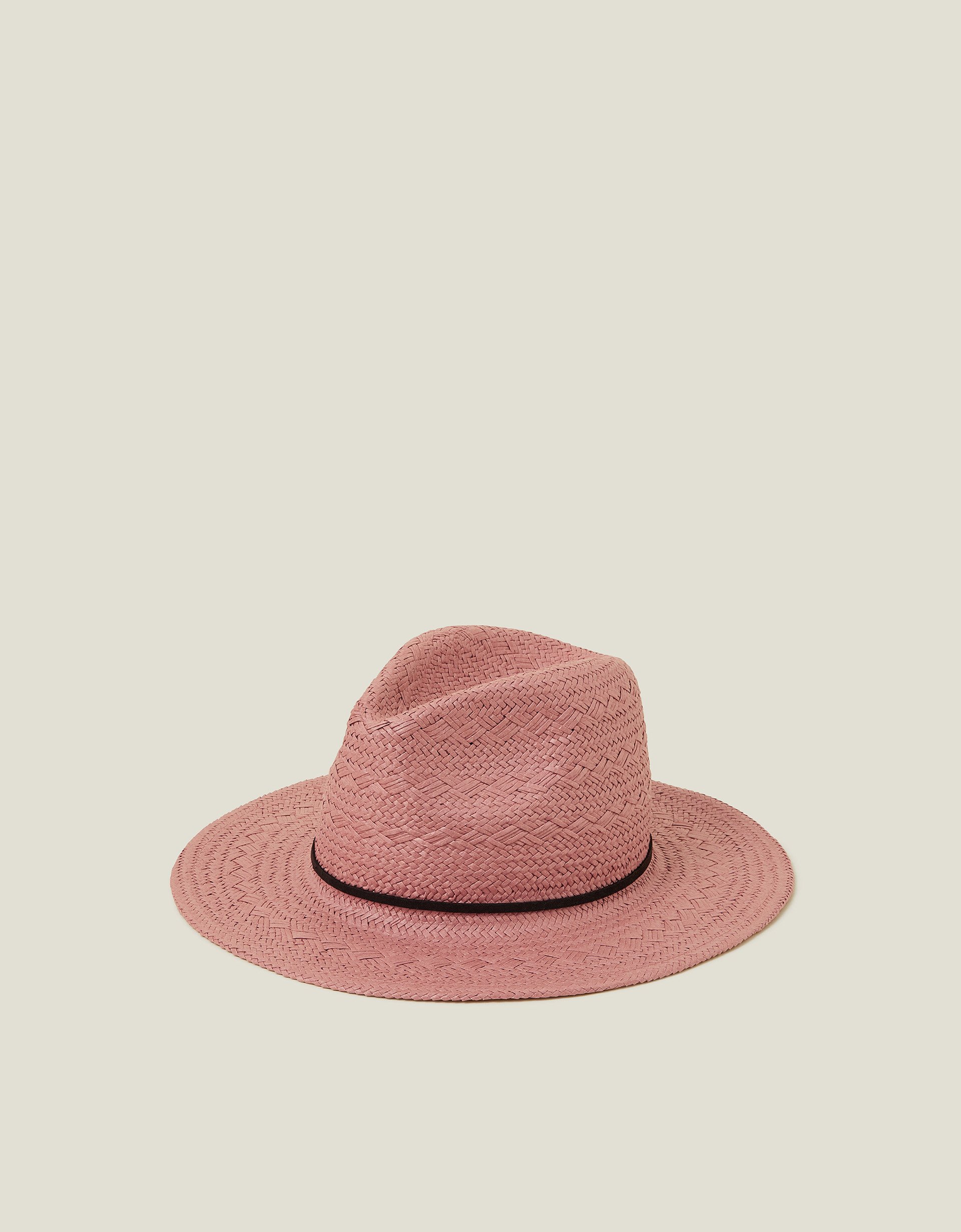 Pink Straw Fedora Hat, Size: 57cm, Women's - Accessorize