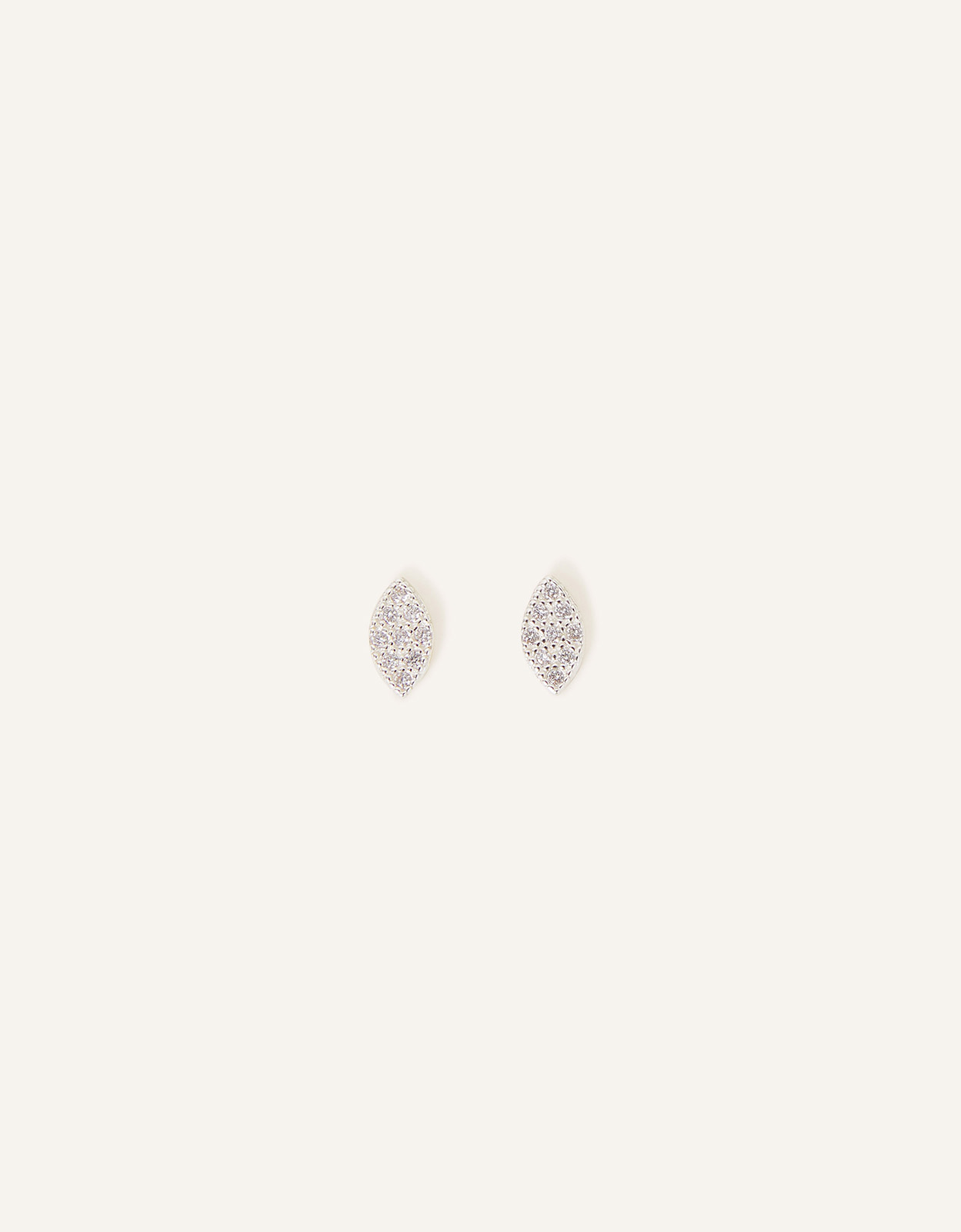 Accessorize Women's Sterling Silver Marquise Shape Earrings, Size: 0.1cm