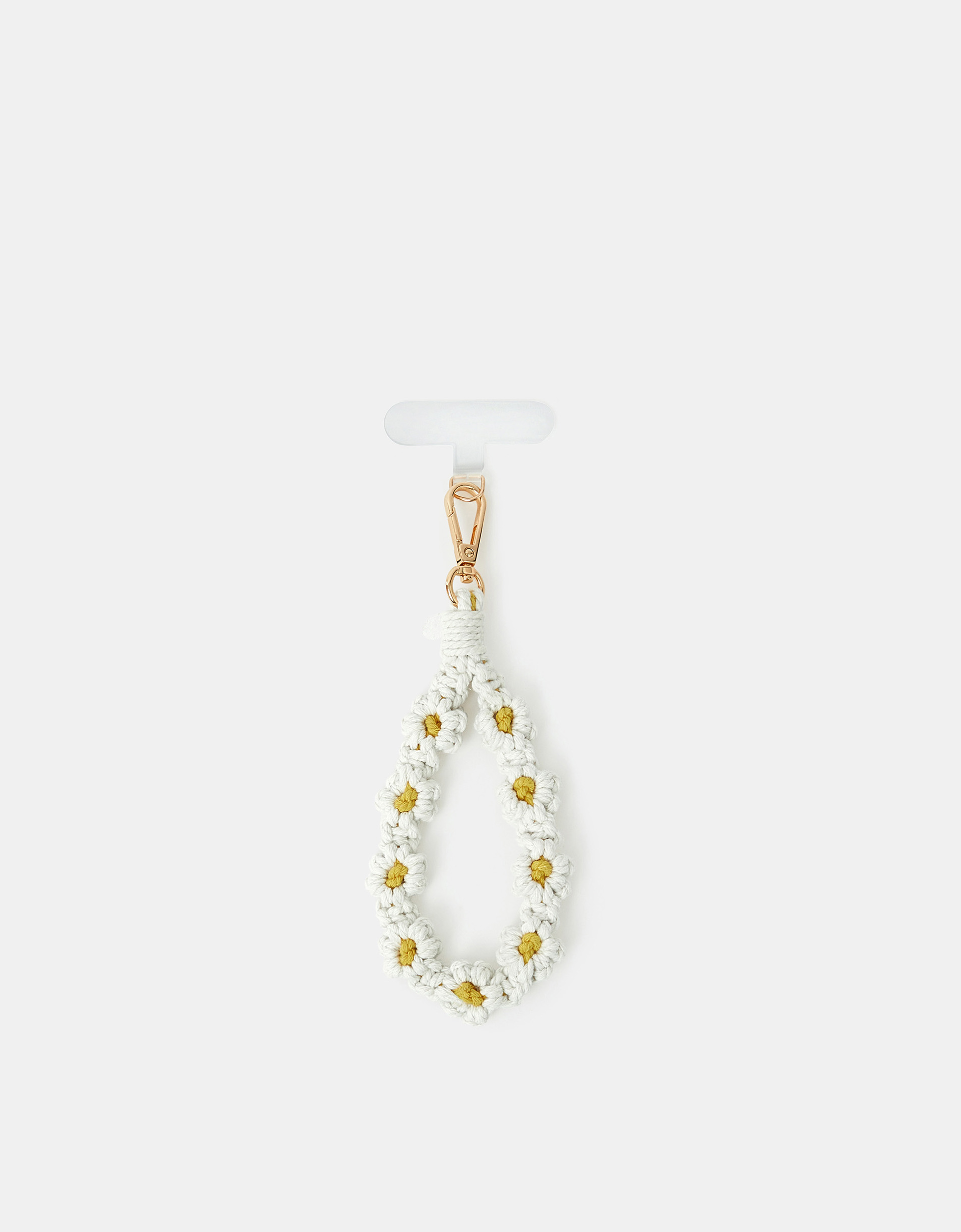 White & Green Cotton Macrame Daisy Phone Wrist Strap, Women's - Accessorize