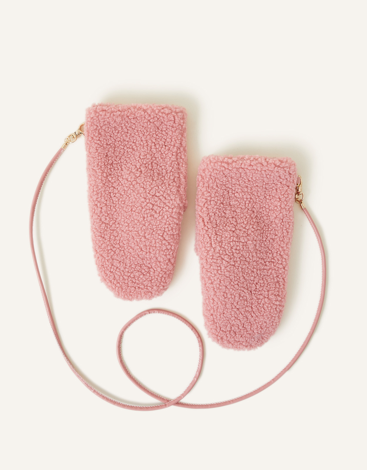 Accessorize Borg Mittens Pink