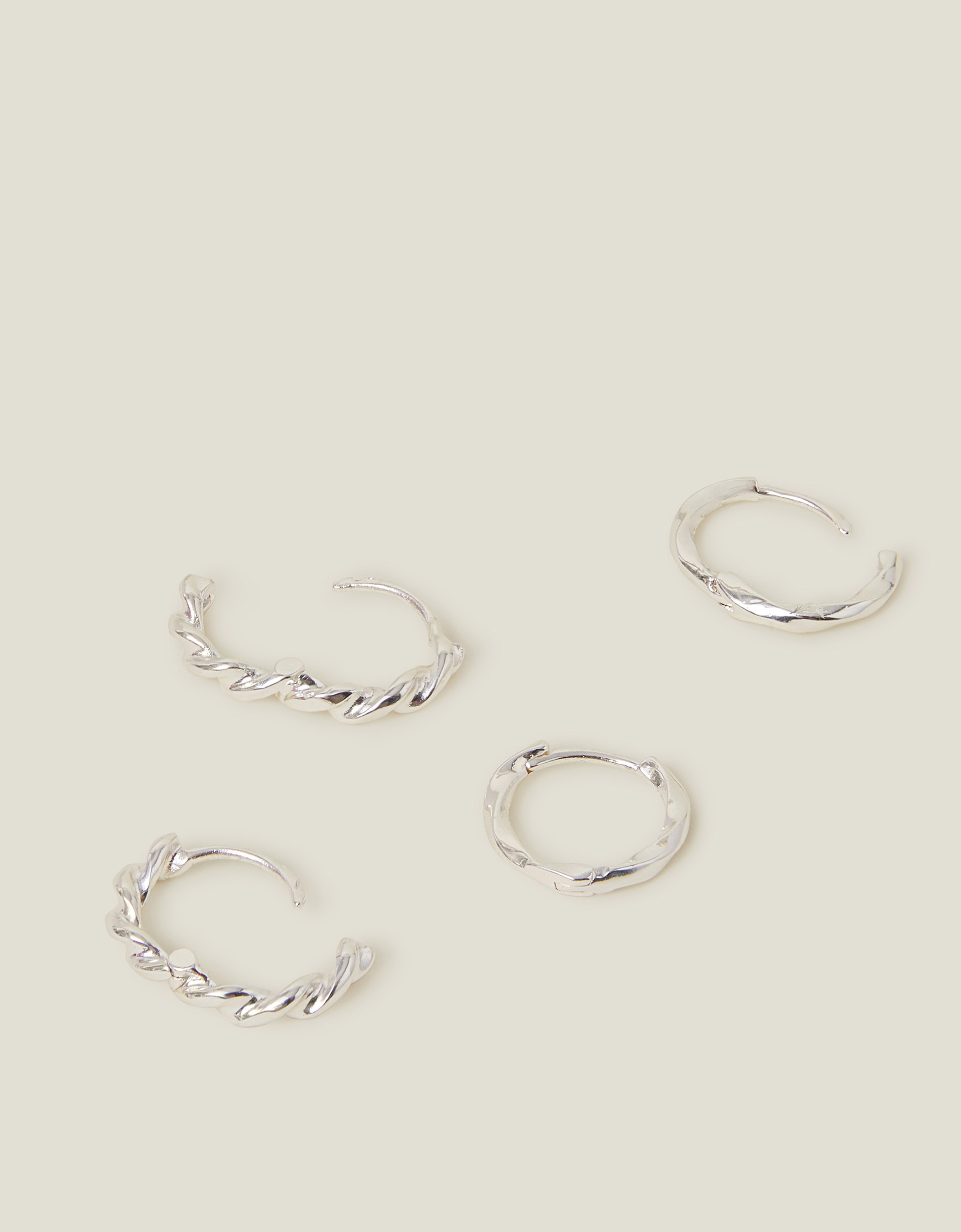Multicolour 2-Pack Sterling Silver-plated Mini Twist Hoop Earrings - Accessorize