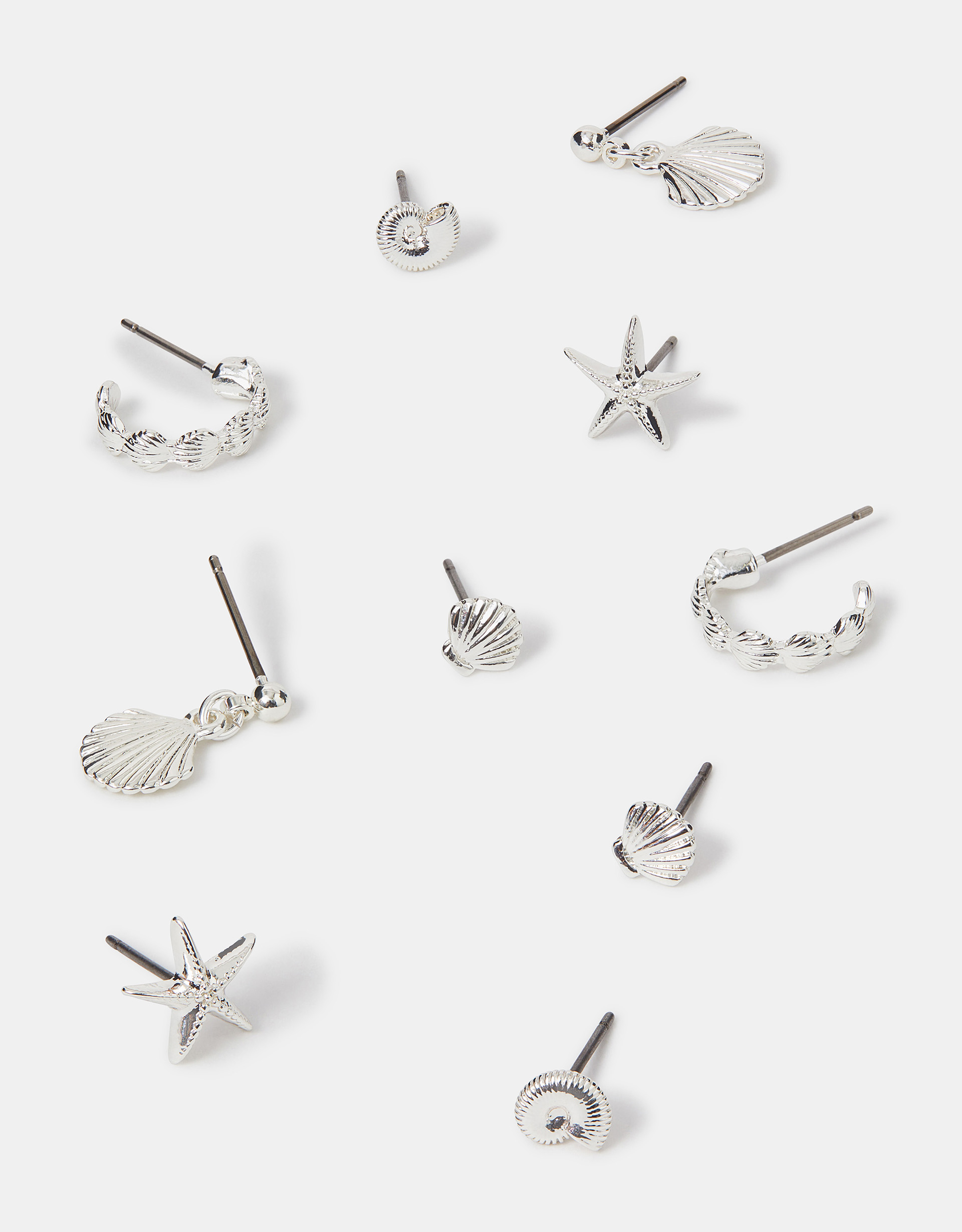 5-Pack Sterling Silver-plated Shell Earrings - Accessorize