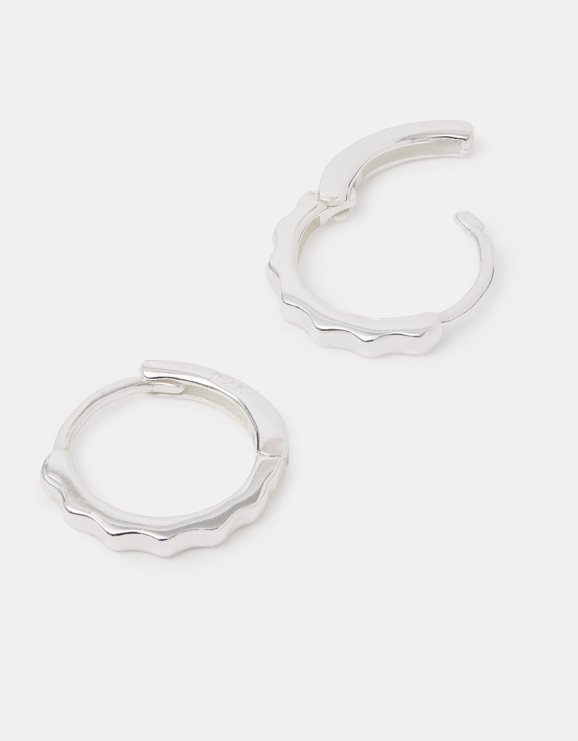 Sterling Silver Bamboo Hoop Earrings - Accessorize