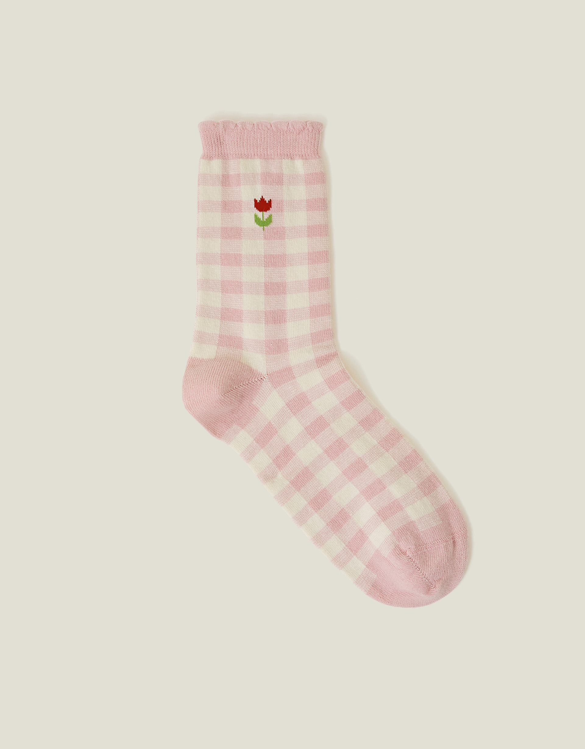 Multicolour Flower Gingham Socks - Accessorize