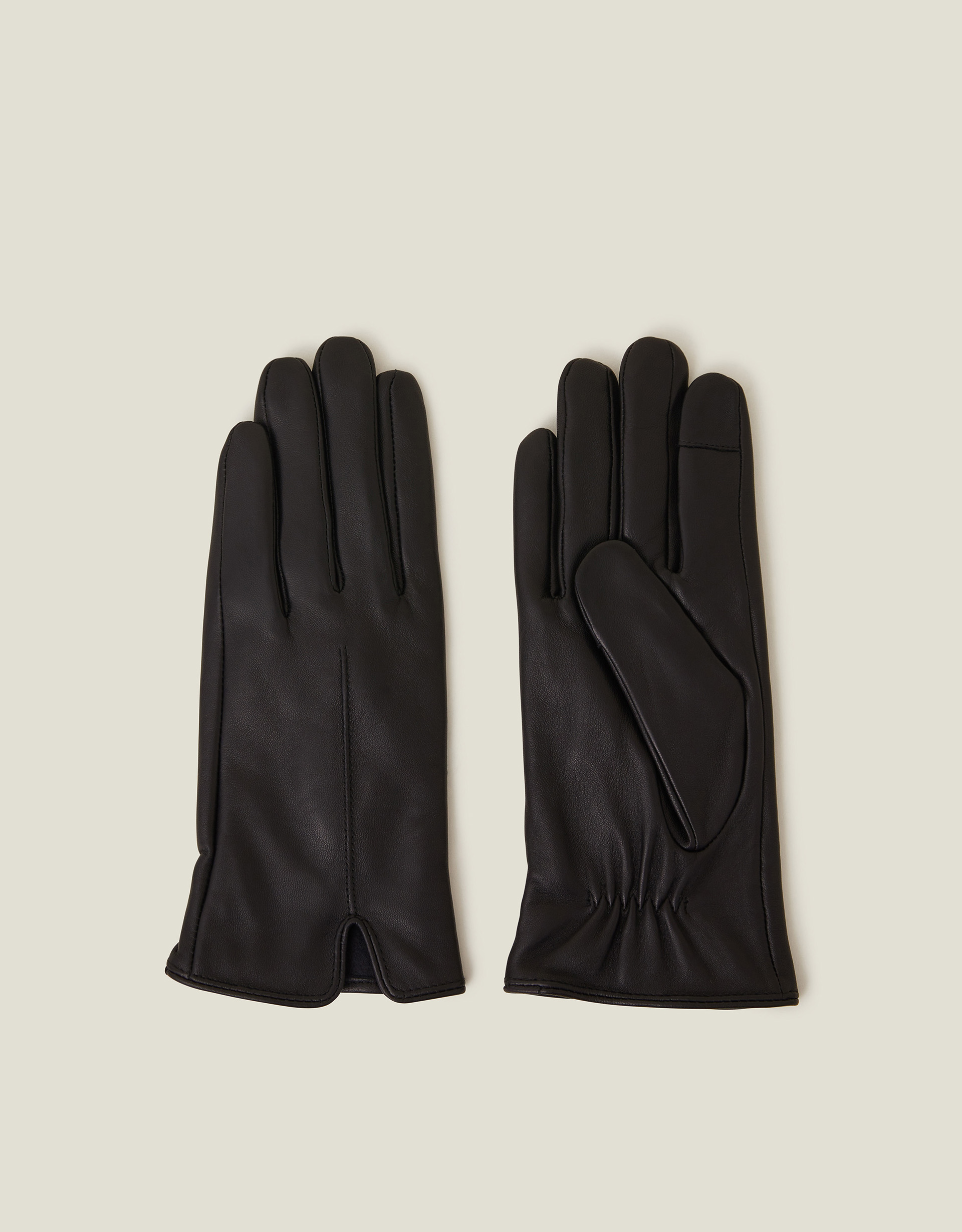 Faux Fur Lined Touchscreen Leather Gloves Black, Size: S / M, Women's - Accessorize
