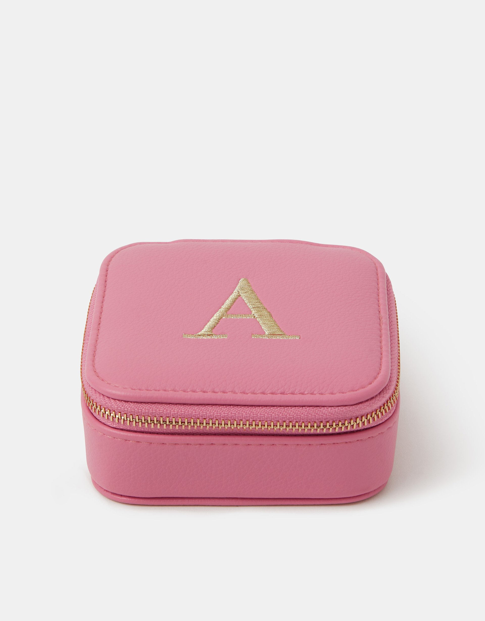 Mini Square Initial Jewellery Box Pink, Size: T - Accessorize