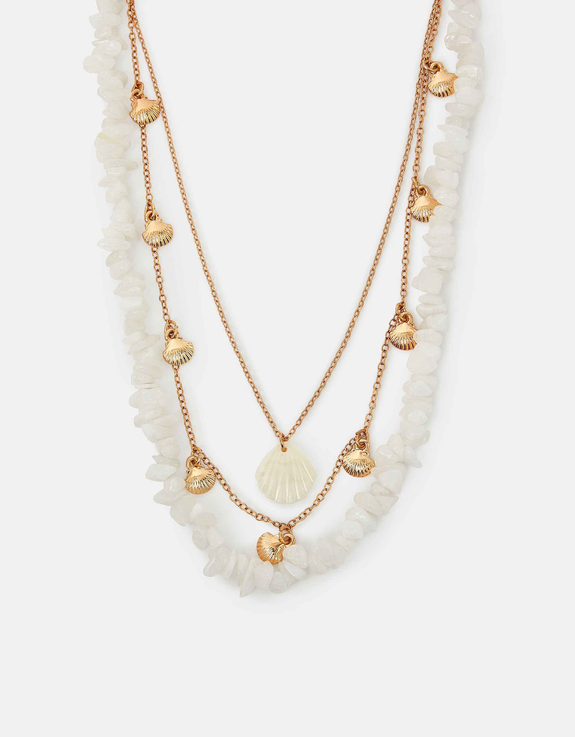 Gold Layered Shell Charm Necklace - Accessorize