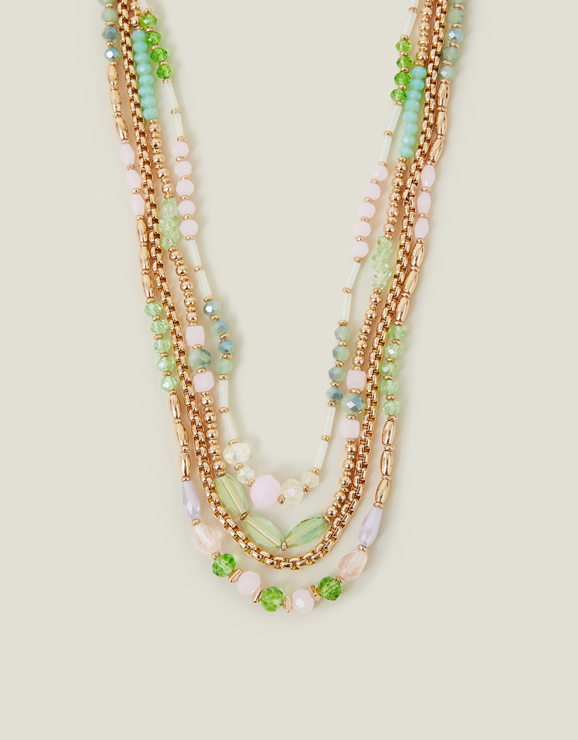 Gold Mix Bead Layered Necklace - Accessorize