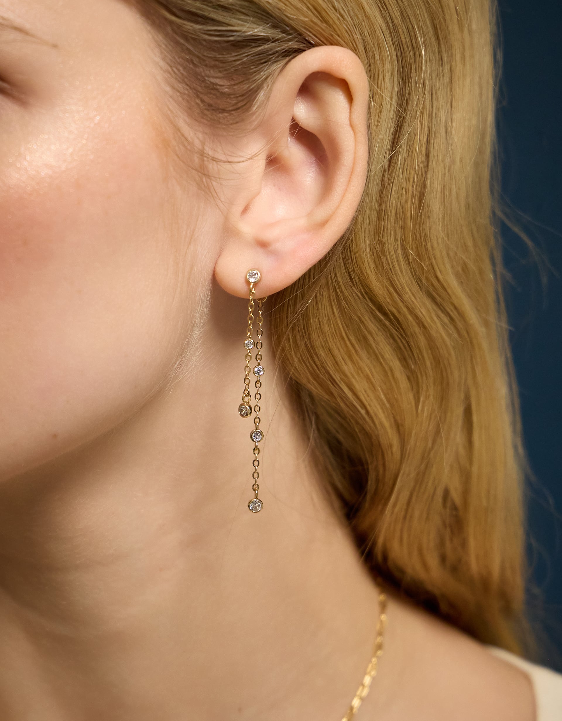 Accessorize Lace 14ct -Plated Chain Drop Earrings, Gold
