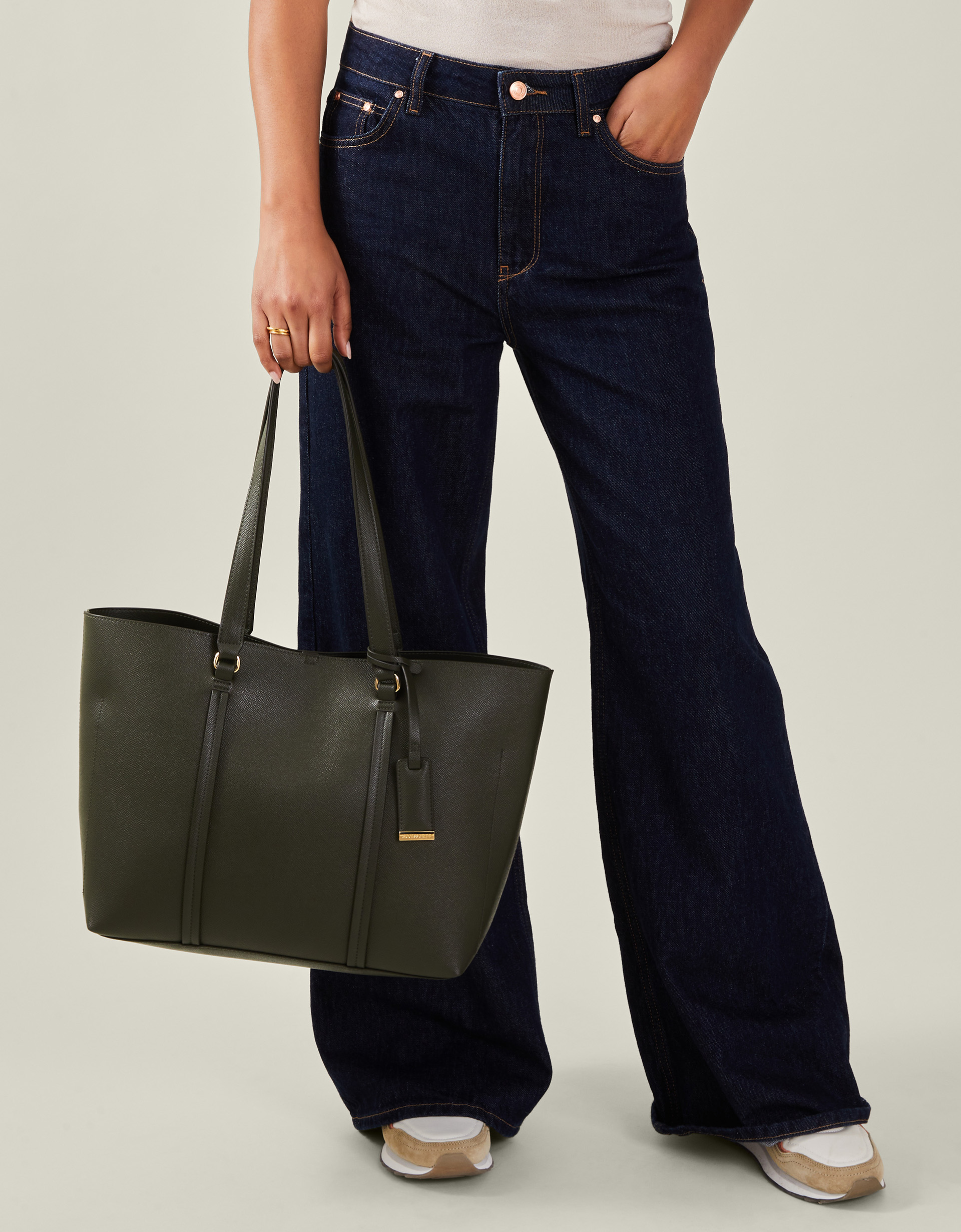 Faux Leather Tote Bag Green - Accessorize