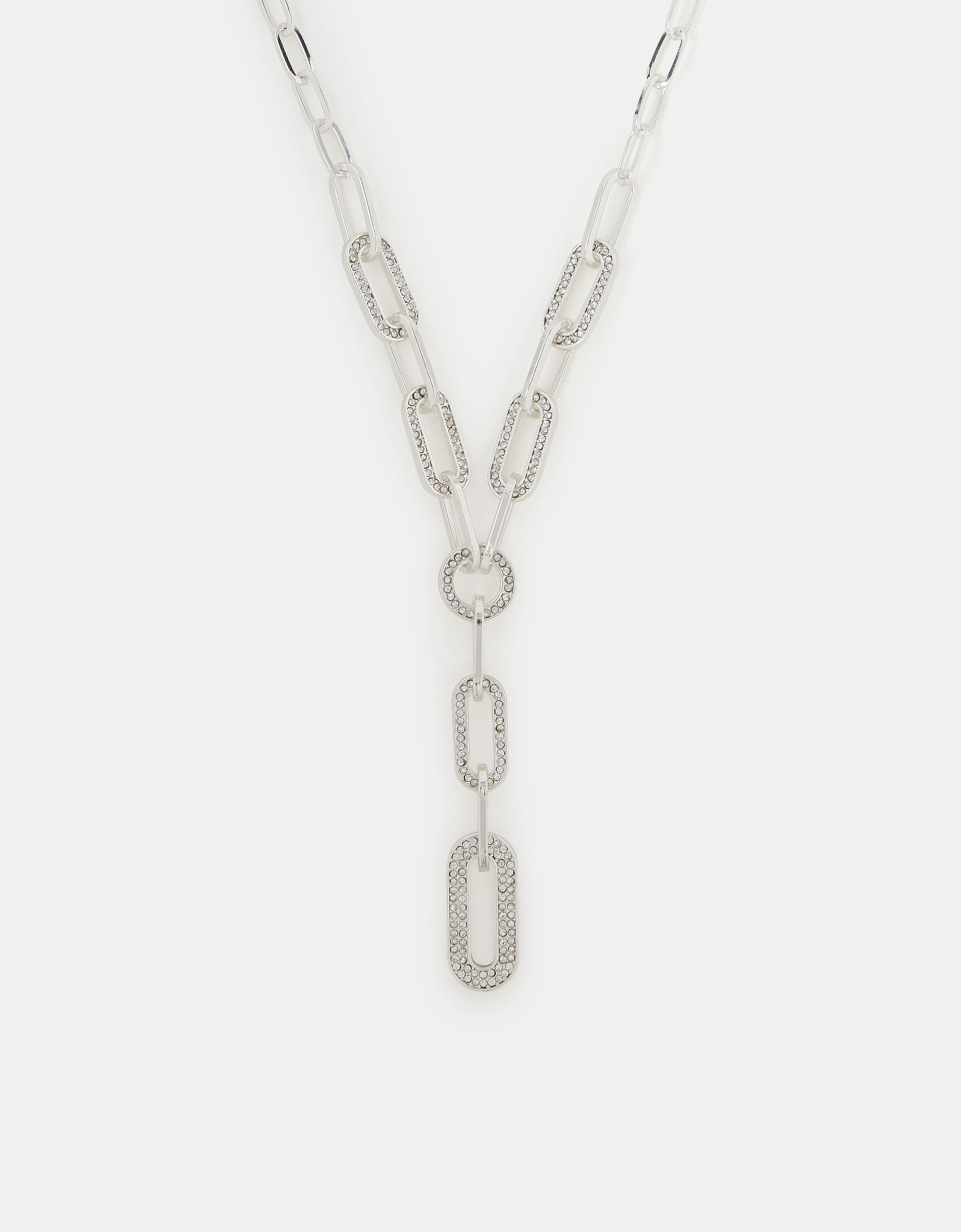Diamanté Link Lariat Necklace - Accessorize