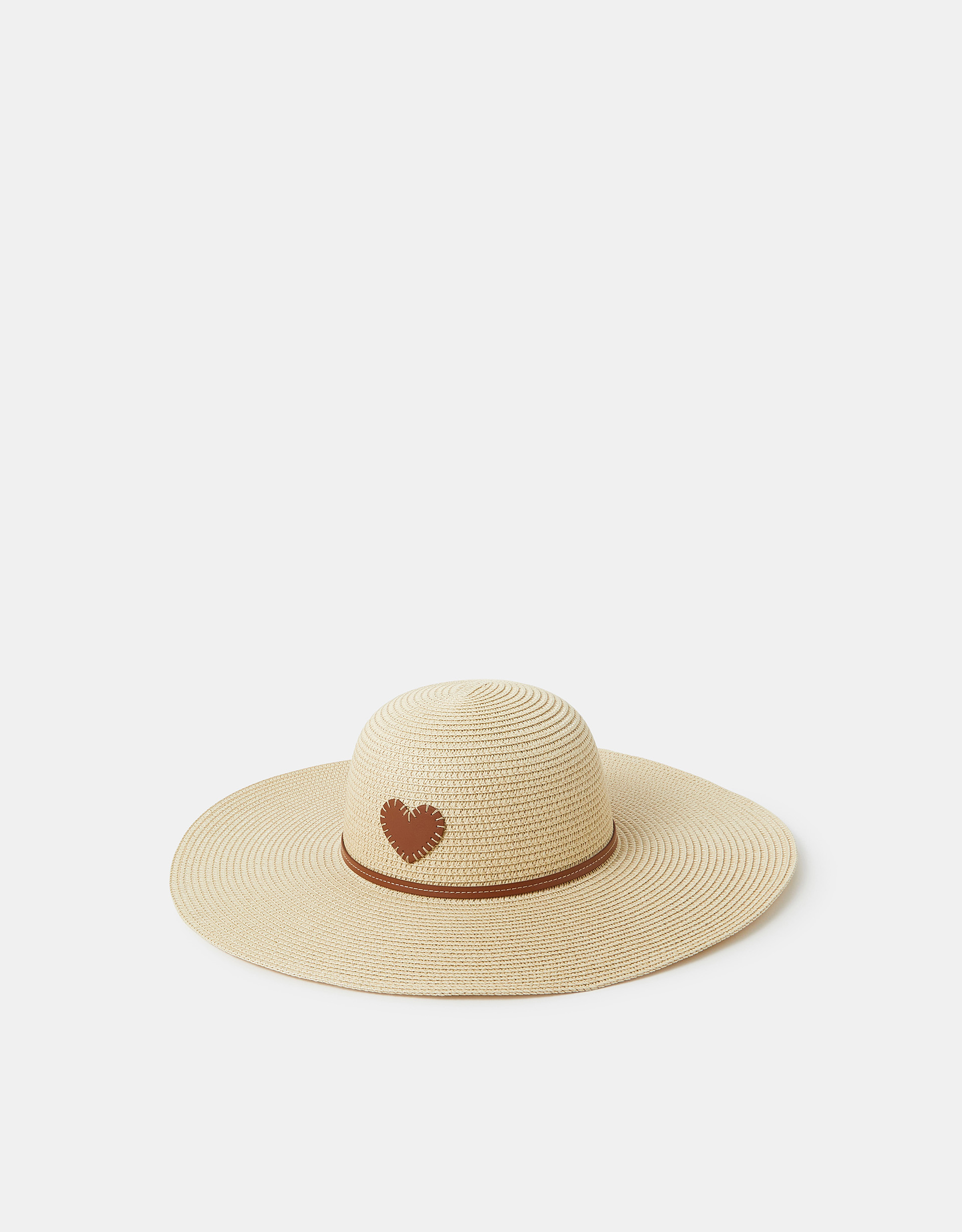 Heart Floppy Straw Hat - Accessorize