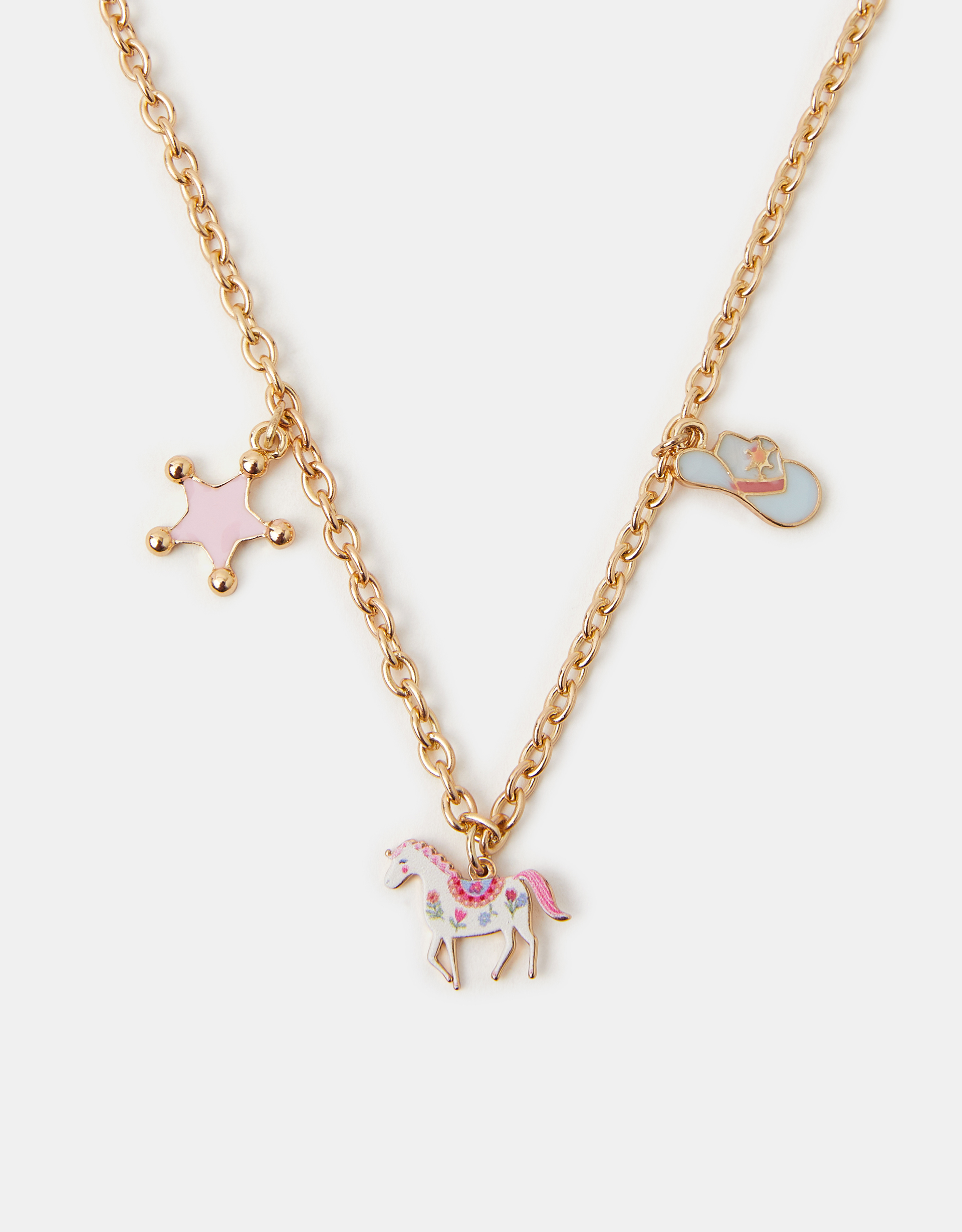 Accessorize Lace Floral Girls Western Charm Necklace, Gold