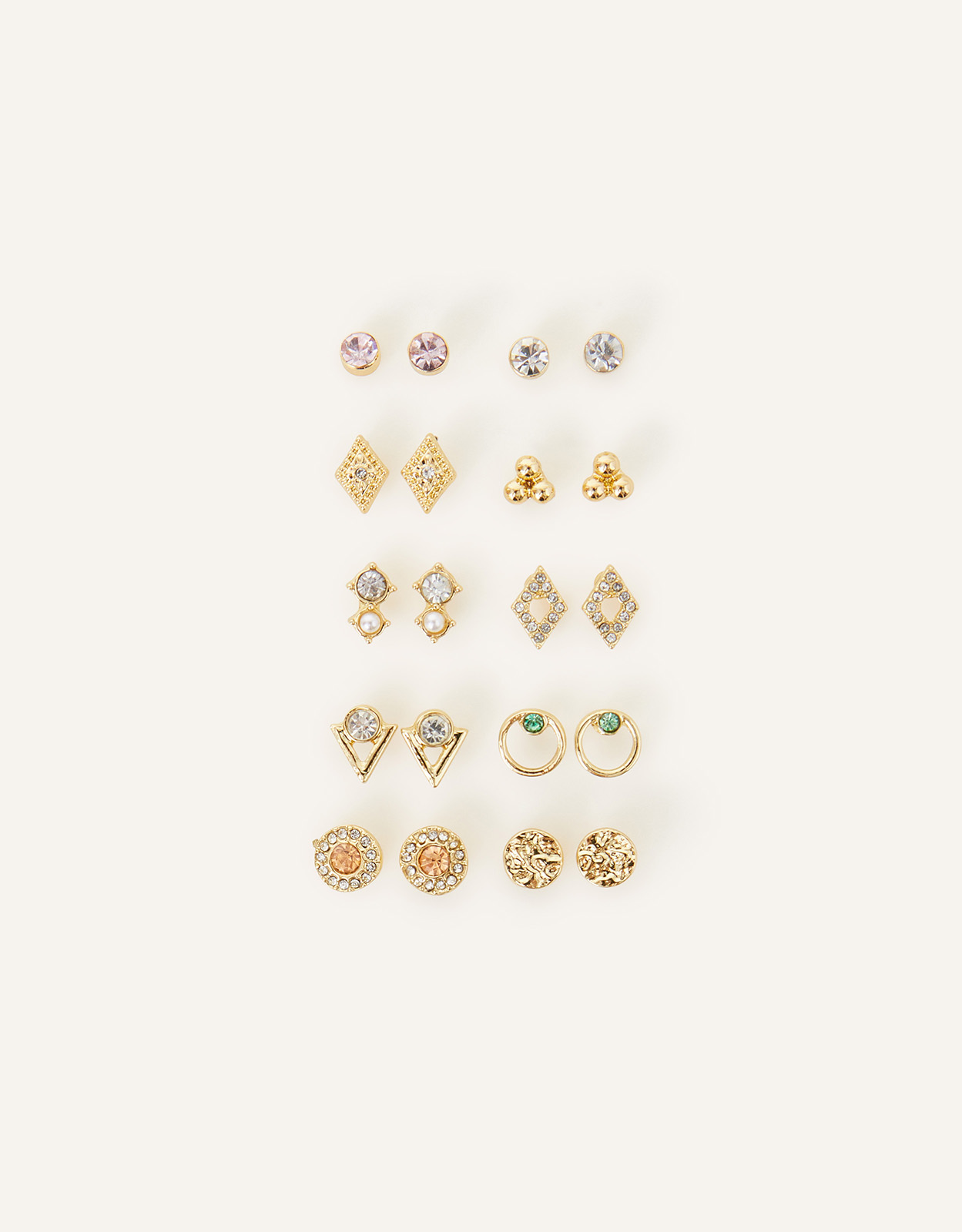 Accessorize Women's Pretty Stud Earrings 10 Pack