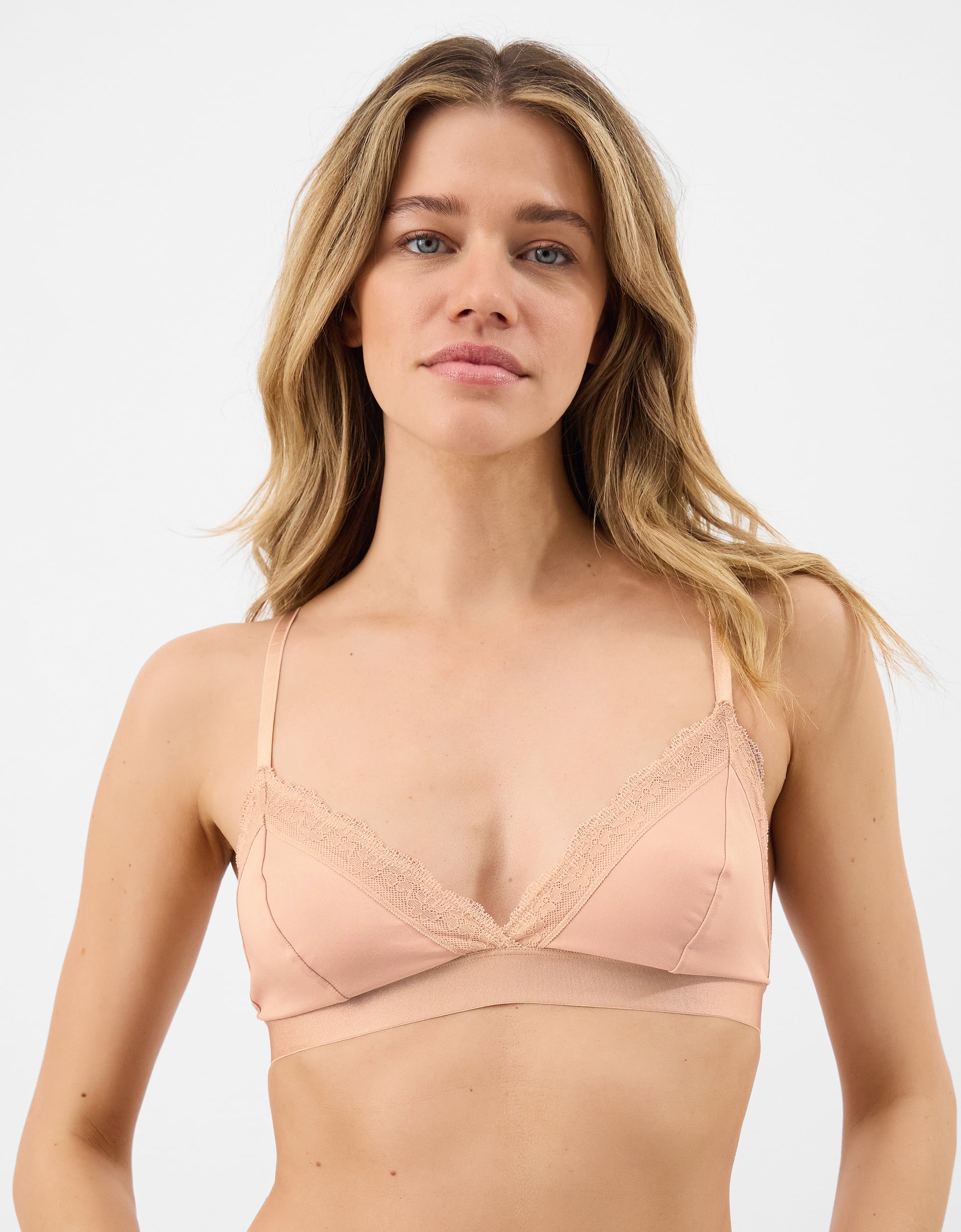 Accessorize Lace Trim Bralette, Nude, Size: XL