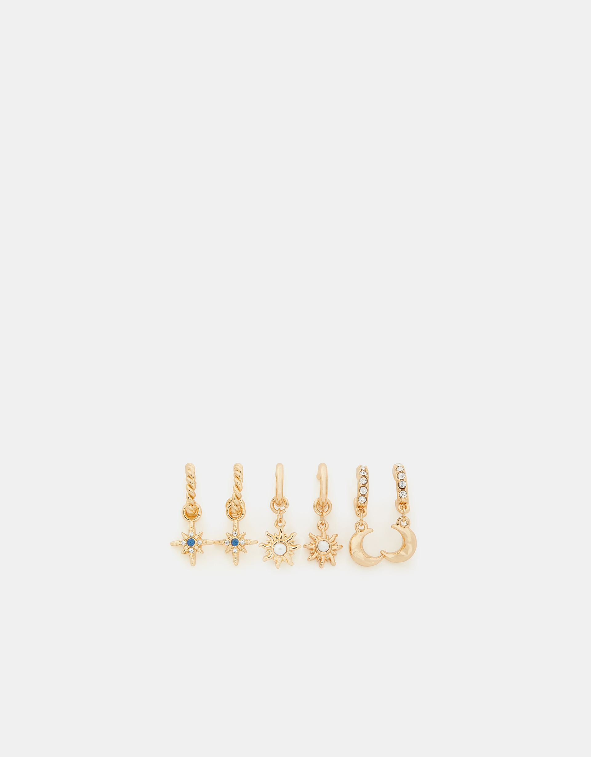 Gold 3-Pack Celestial Charm Huggie Hoop Earrings - Accessorize