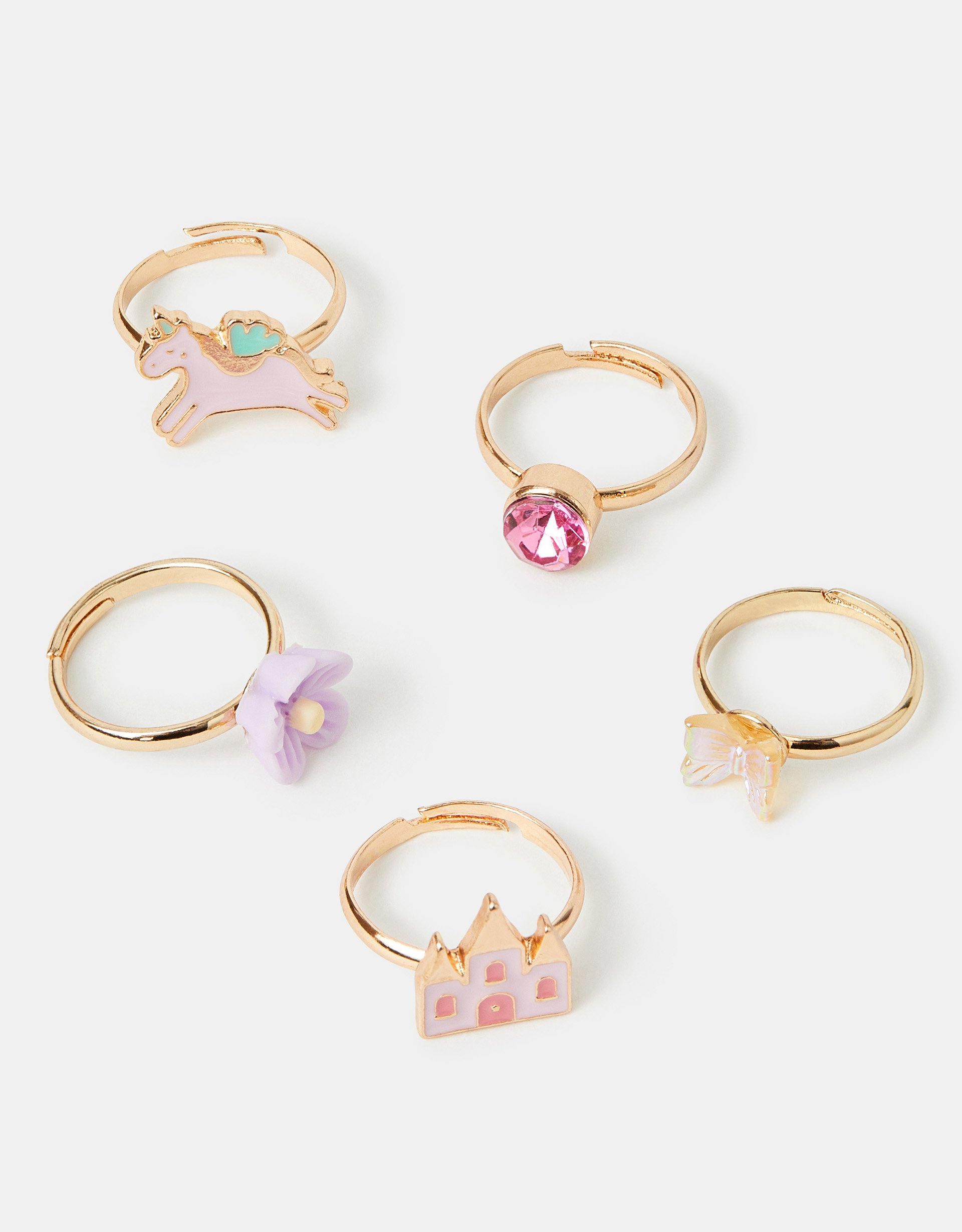 Gold 5-Pack Girls Fairy Tale Rings - Accessorize