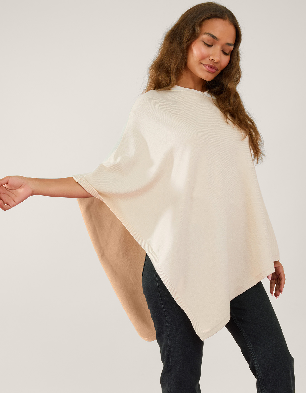 Accessorize Women's Knit Poncho Cream