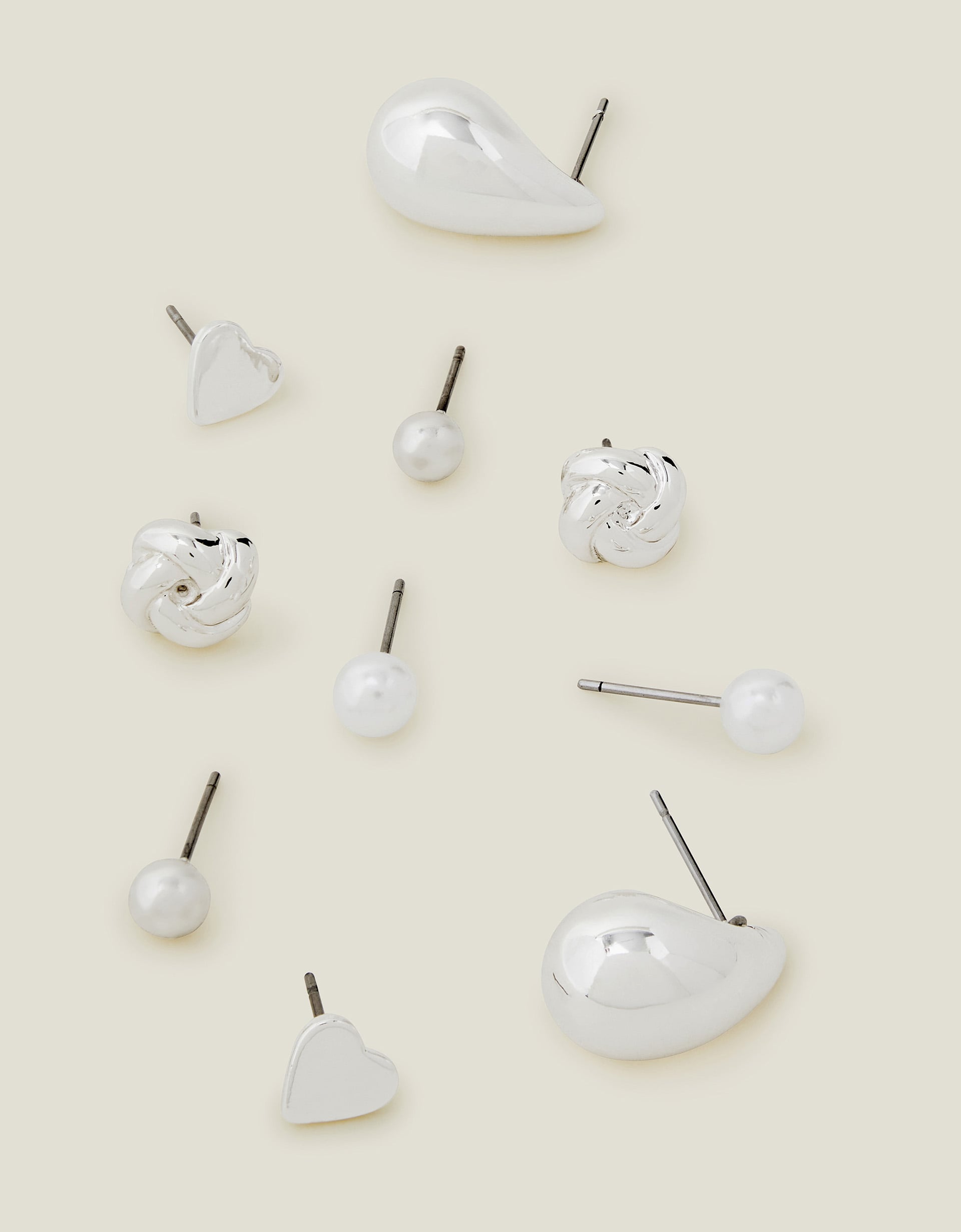 Accessorize Heart Print 5-Pack Knot Stud Earrings