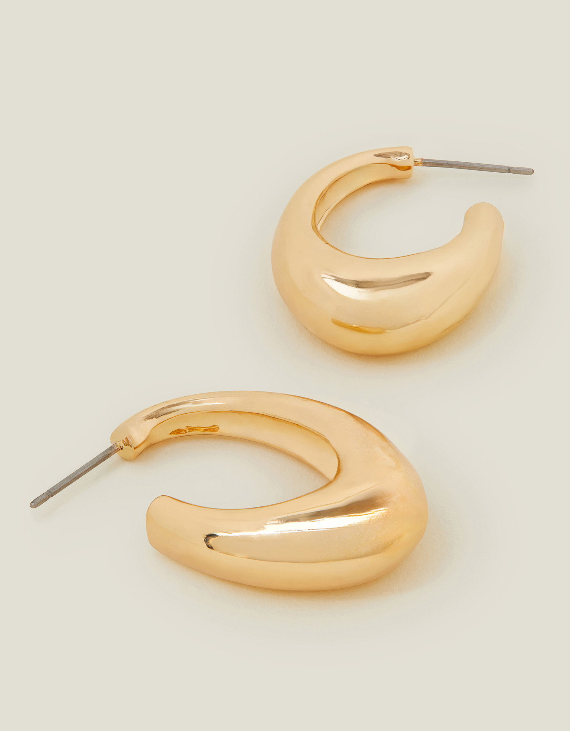 Gold Chunky Curve Drop Hoop, Women's - Accessorize